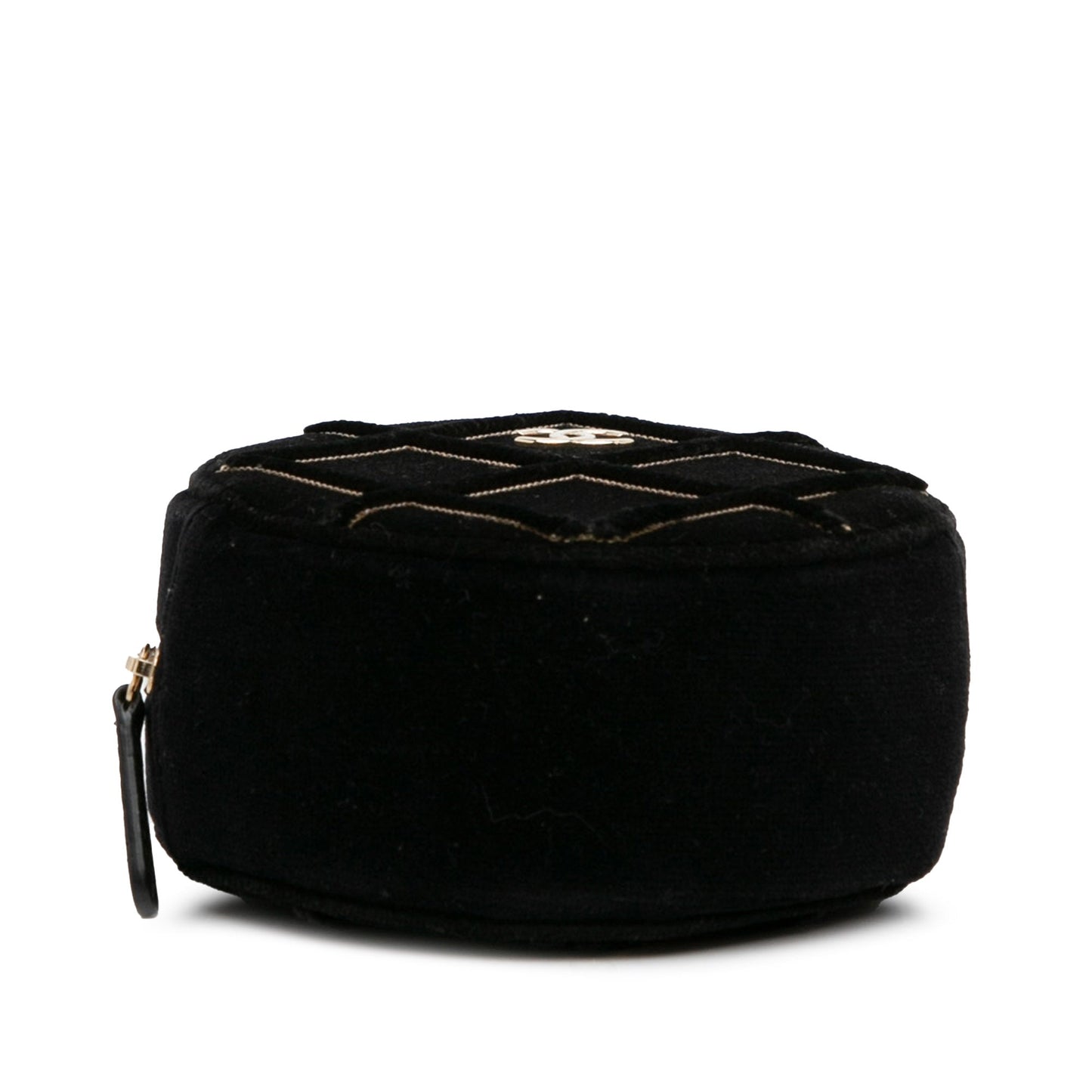 Chanel Velvet Pearl Sequin Round Crossbody Black