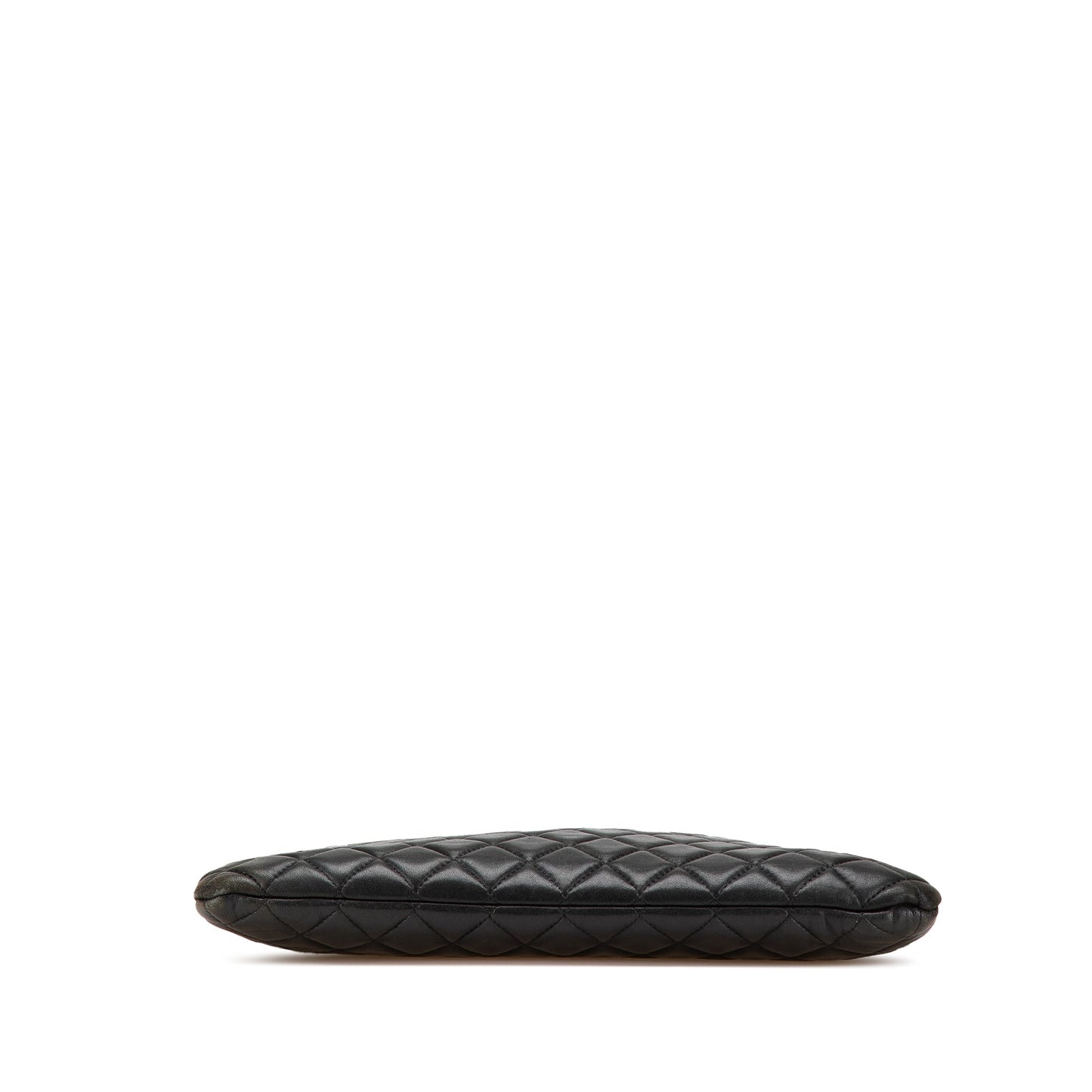 Chanel Large Quilted Lambskin O Case Clutch Black