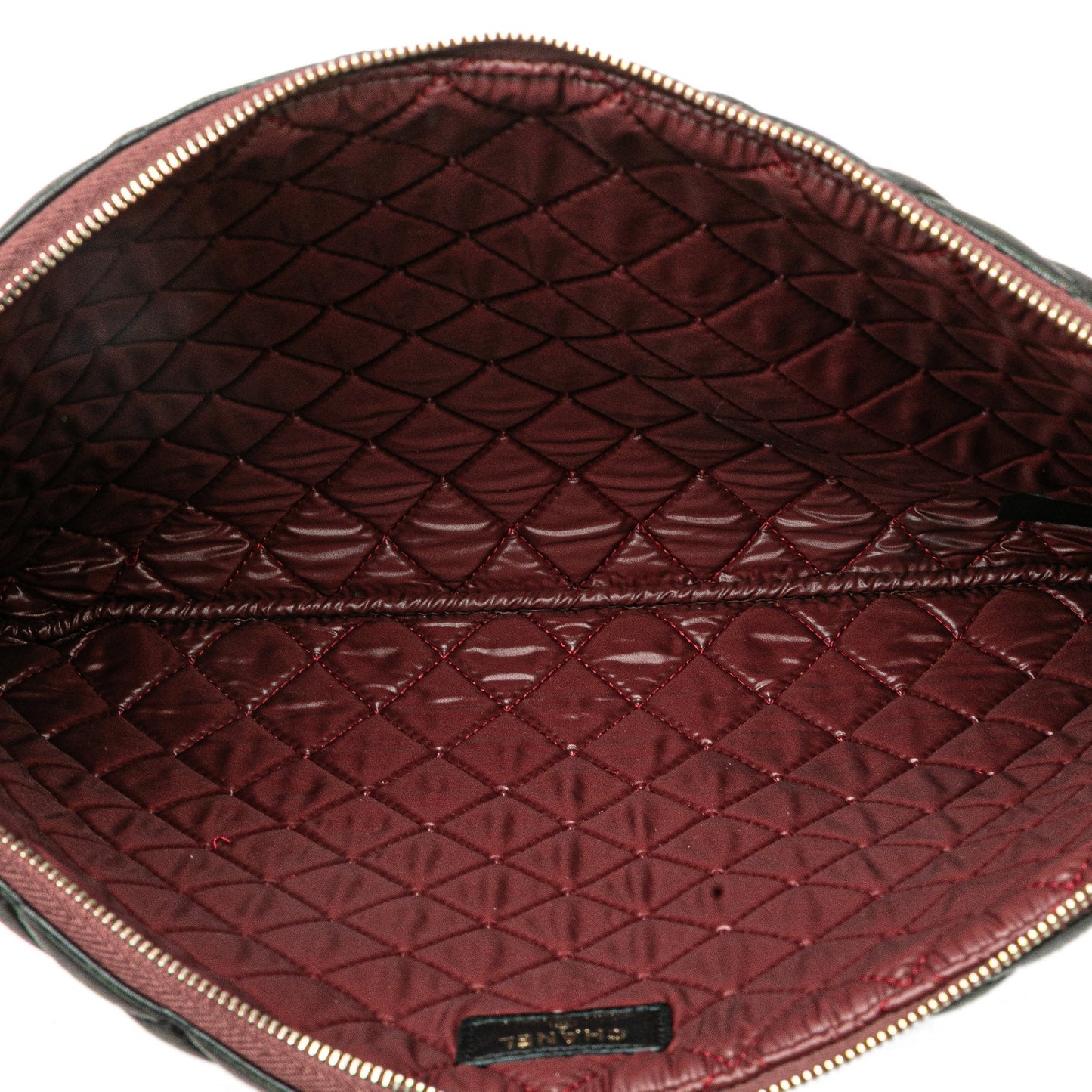 Chanel Large Quilted Lambskin O Case Clutch Black
