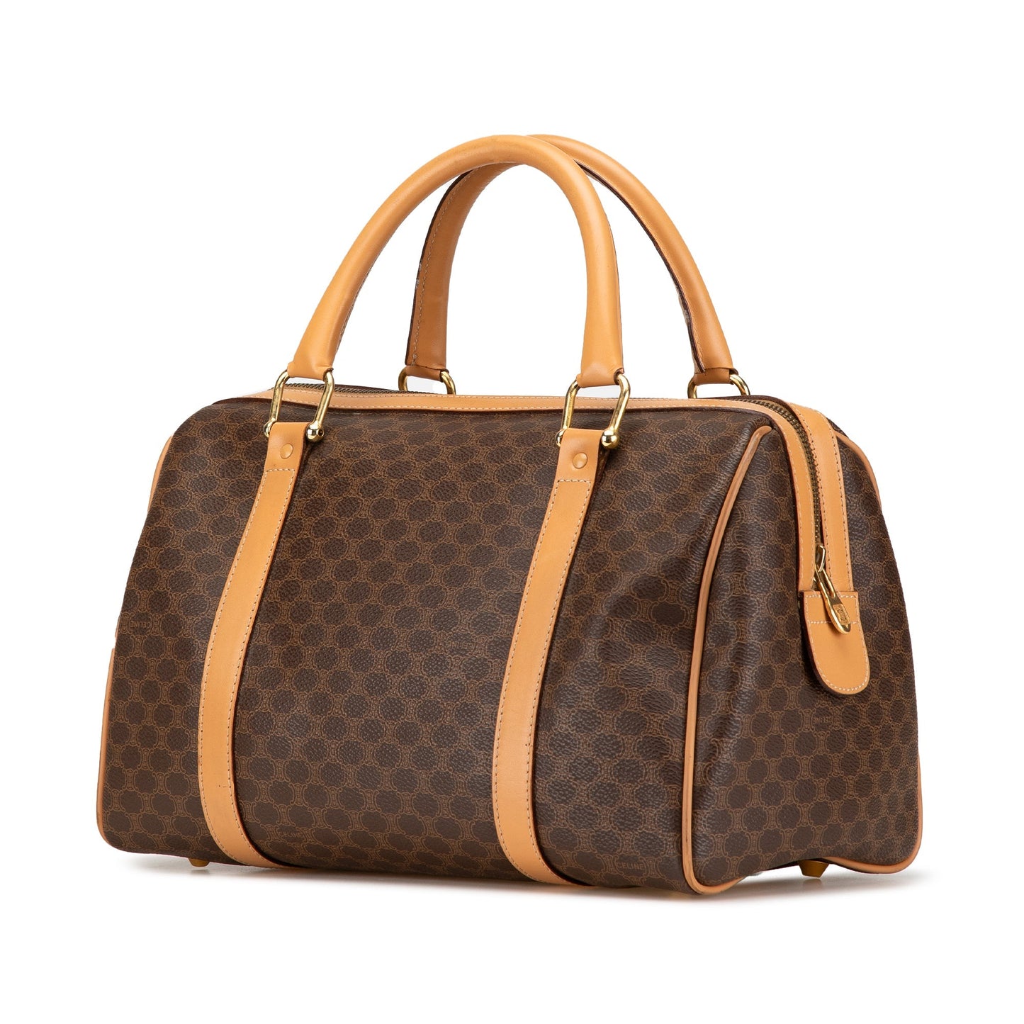 Celine Macadam Coated Canvas Boston Bag Brown