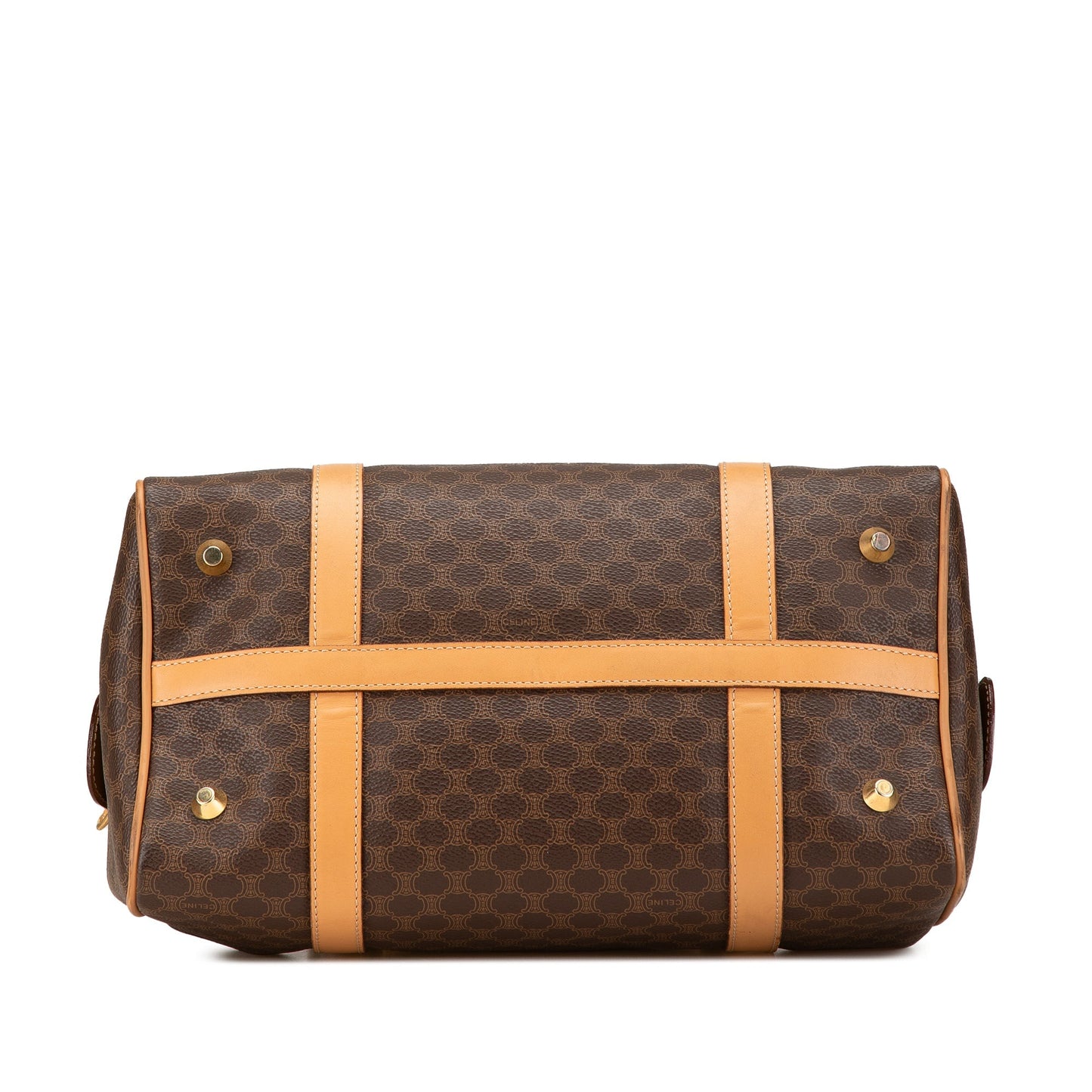 Celine Macadam Coated Canvas Boston Bag Brown