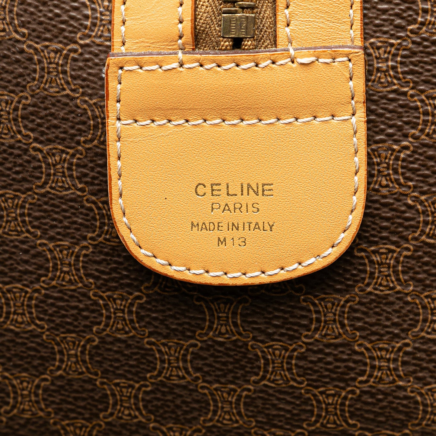Celine Macadam Coated Canvas Boston Bag Brown