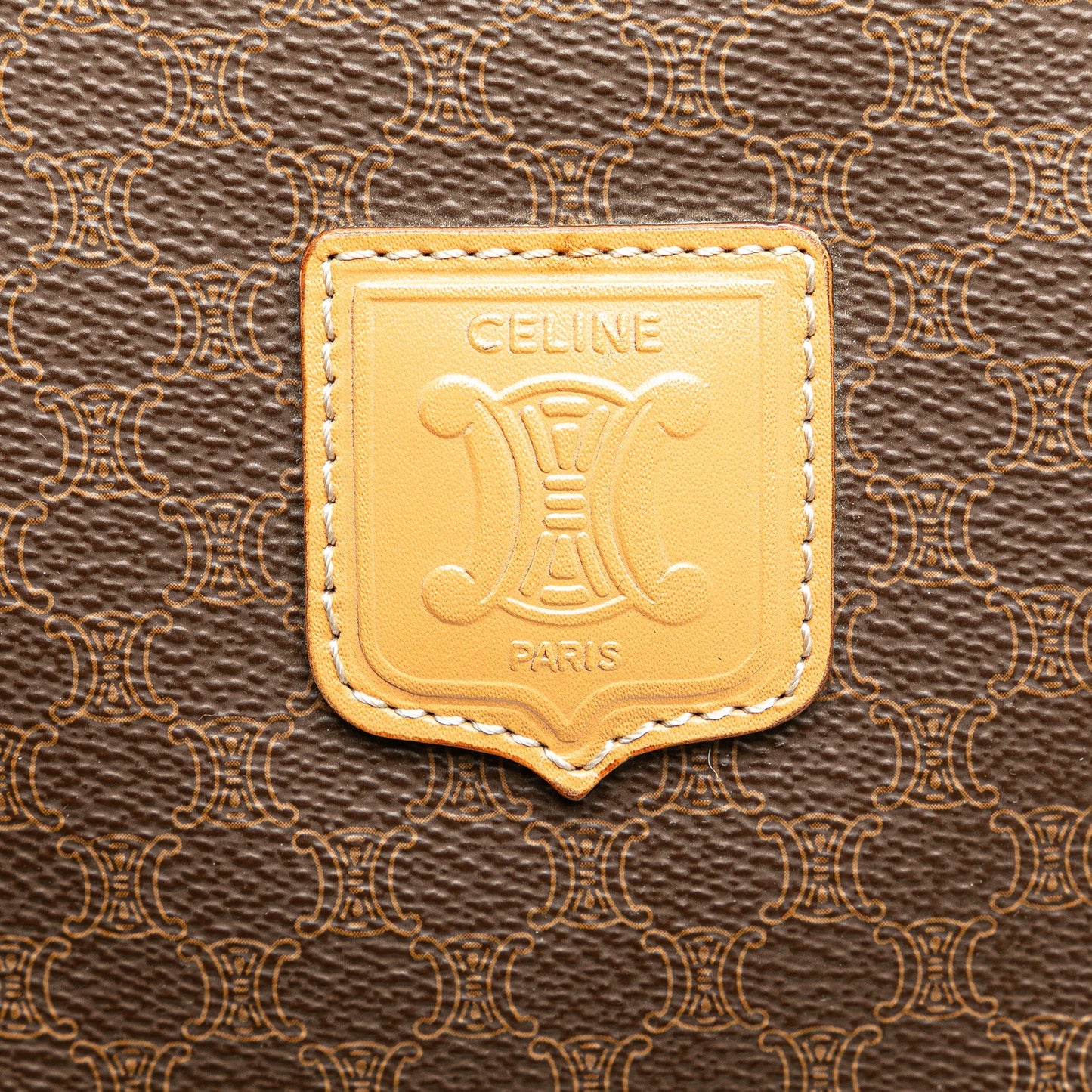 Celine Macadam Coated Canvas Boston Bag Brown