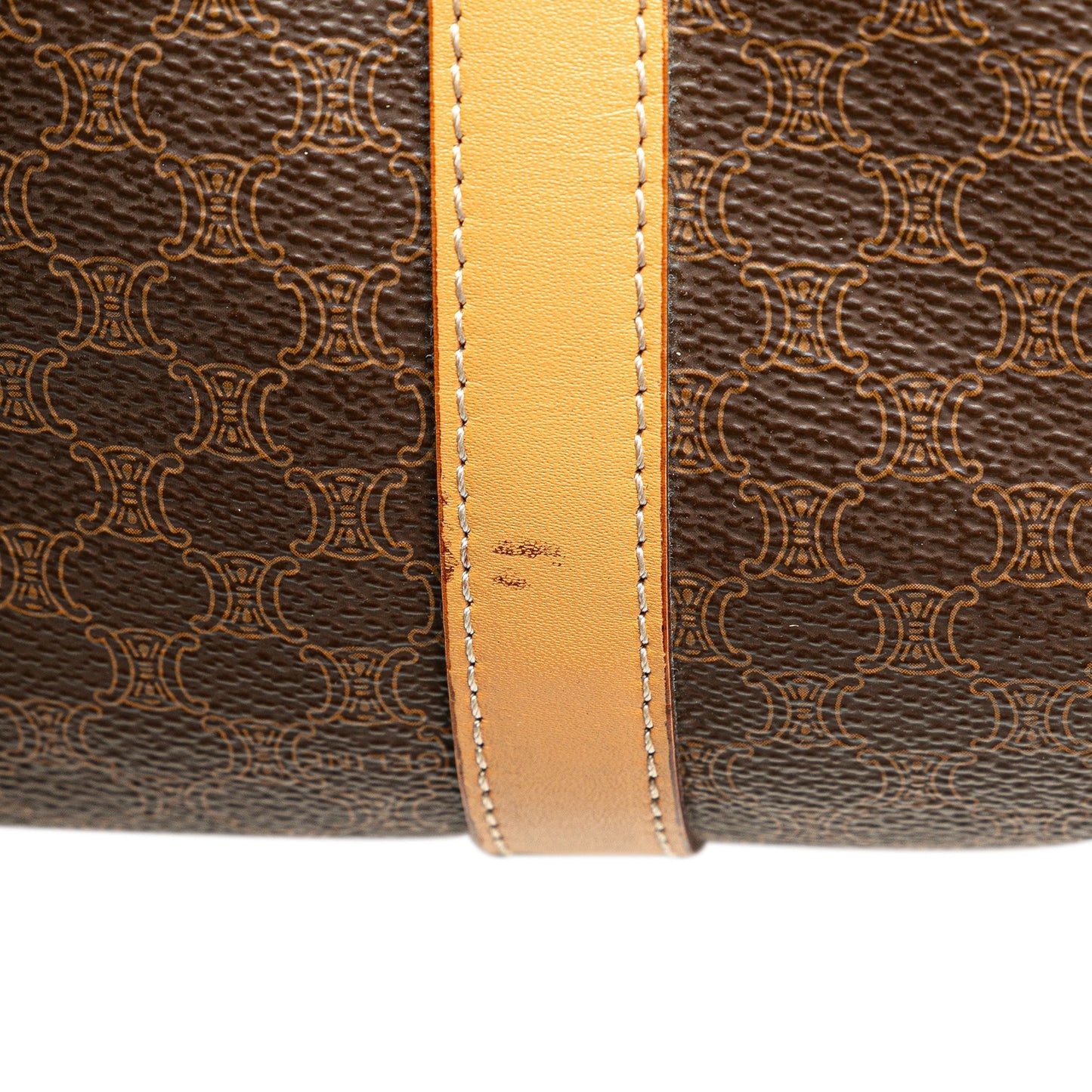 Celine Macadam Coated Canvas Boston Bag Brown