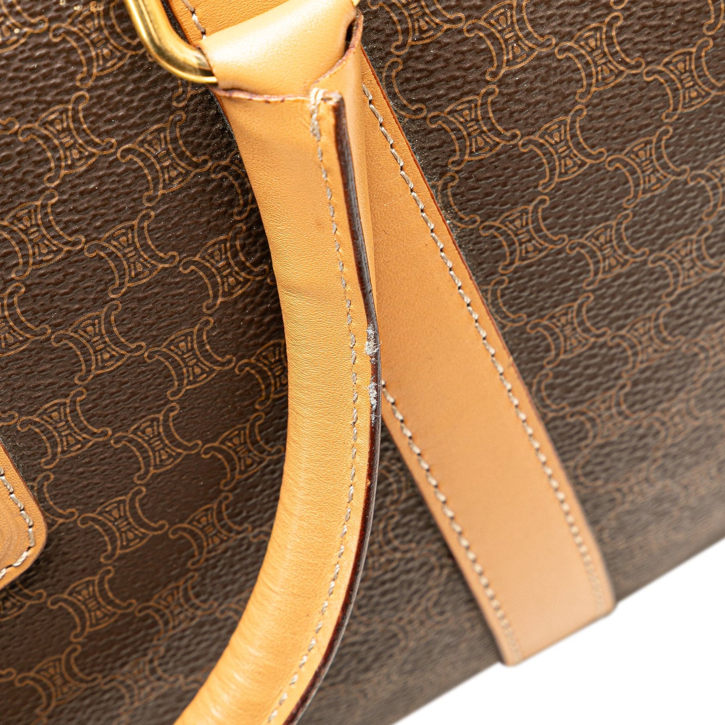Celine Macadam Coated Canvas Boston Bag Brown