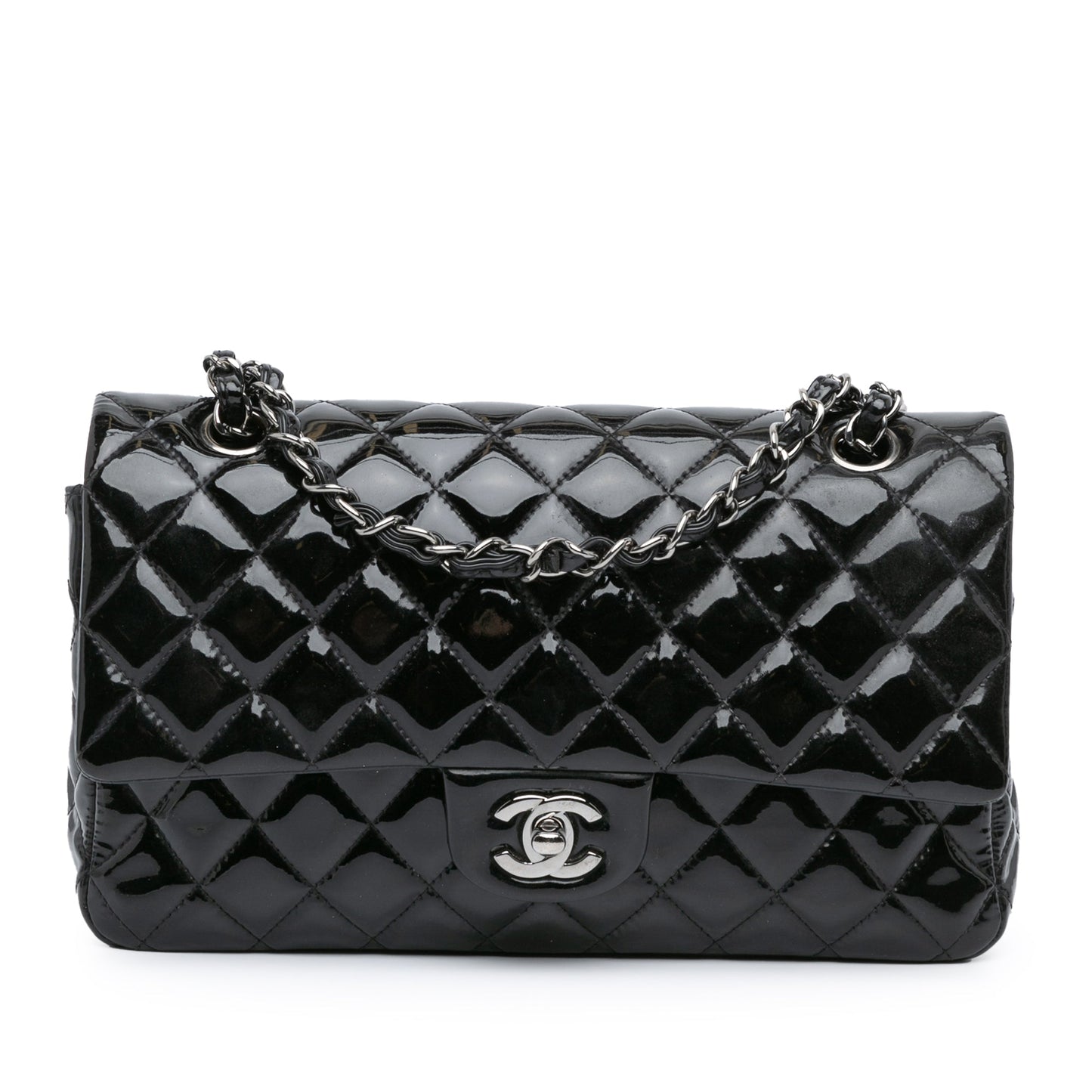 Chanel Medium Classic Patent Double Flap Black