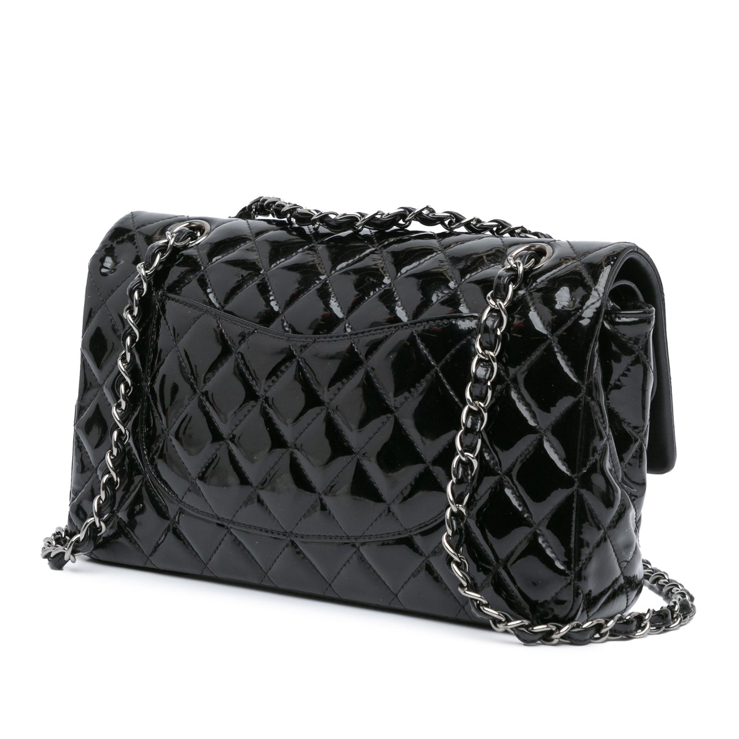 Chanel Medium Classic Patent Double Flap Black