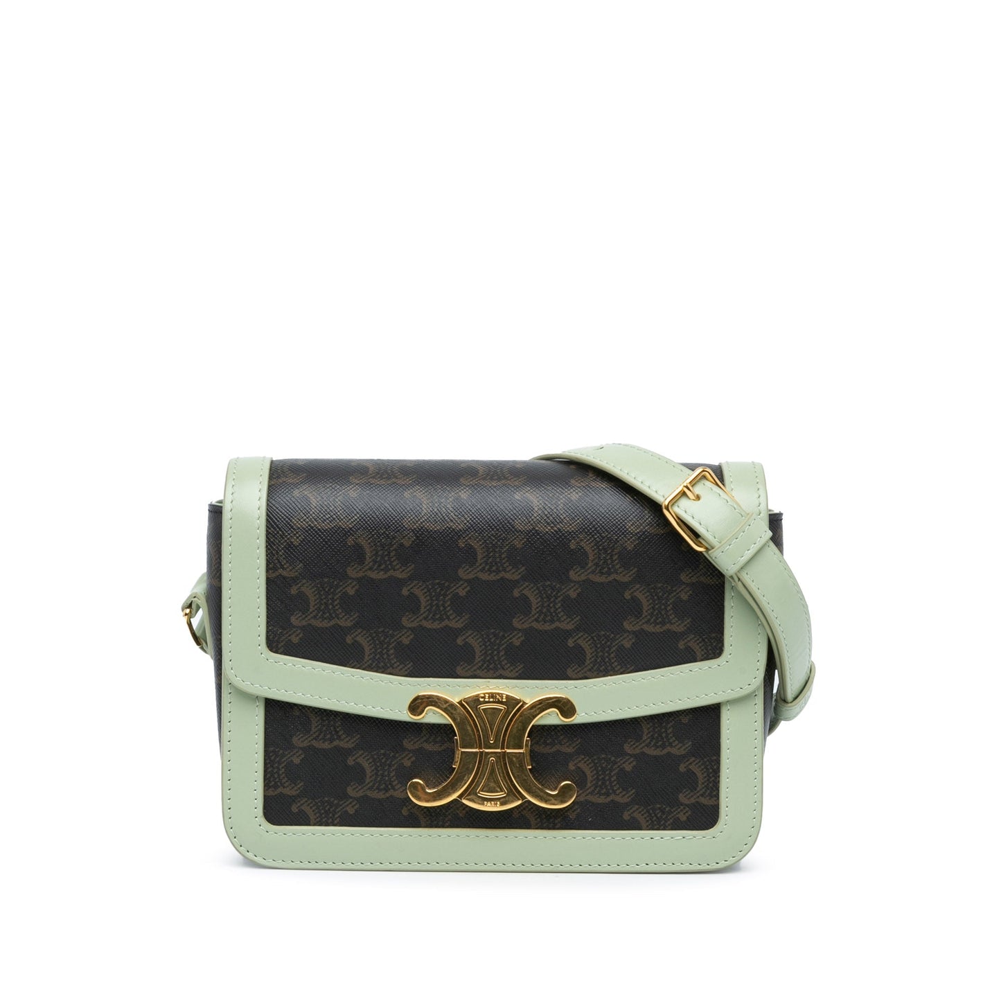 Celine Teen Coated Canvas Triomphe Crossbody Brown