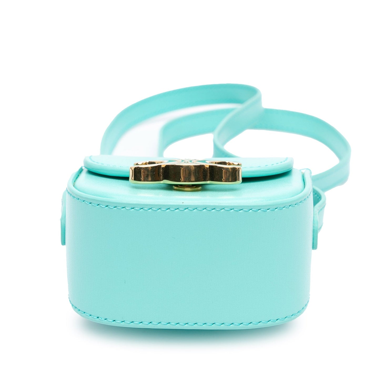 Celine Mini Shiny Calfskin Triomphe Crossbody Blue
