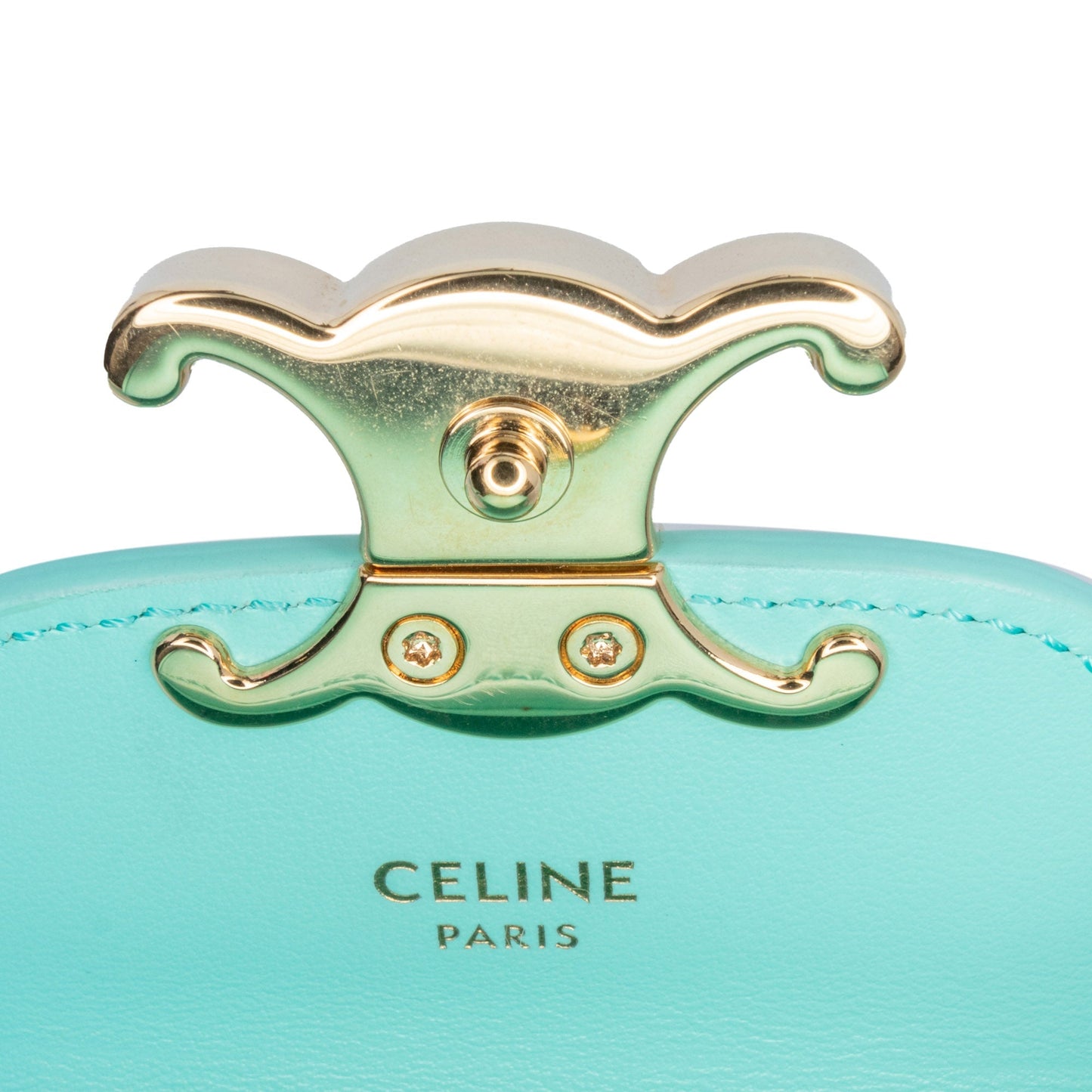 Celine Mini Shiny Calfskin Triomphe Crossbody Blue