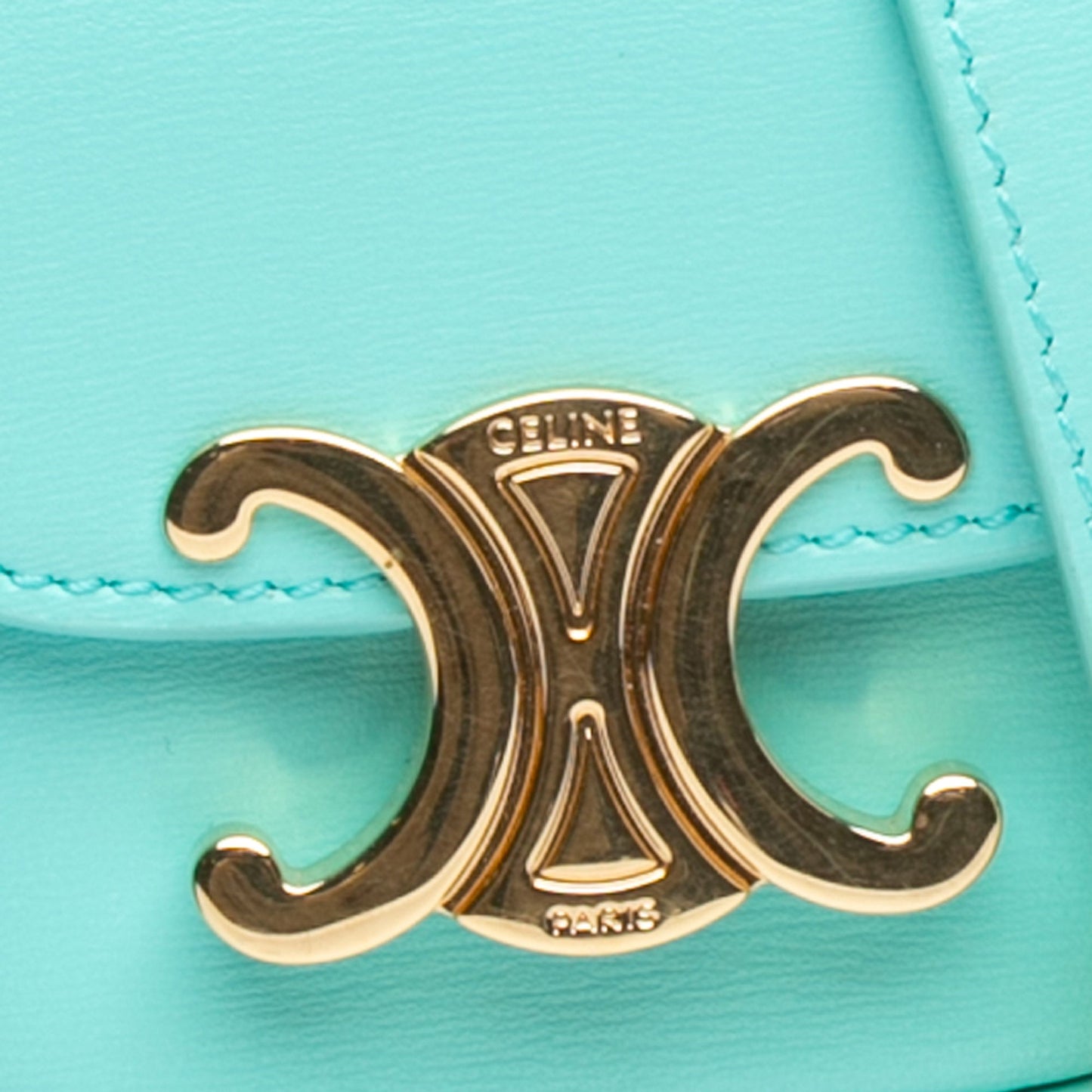 Celine Mini Shiny Calfskin Triomphe Crossbody Blue