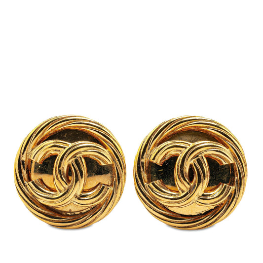 Chanel Gold Plated CC Clip On Earrings Gold