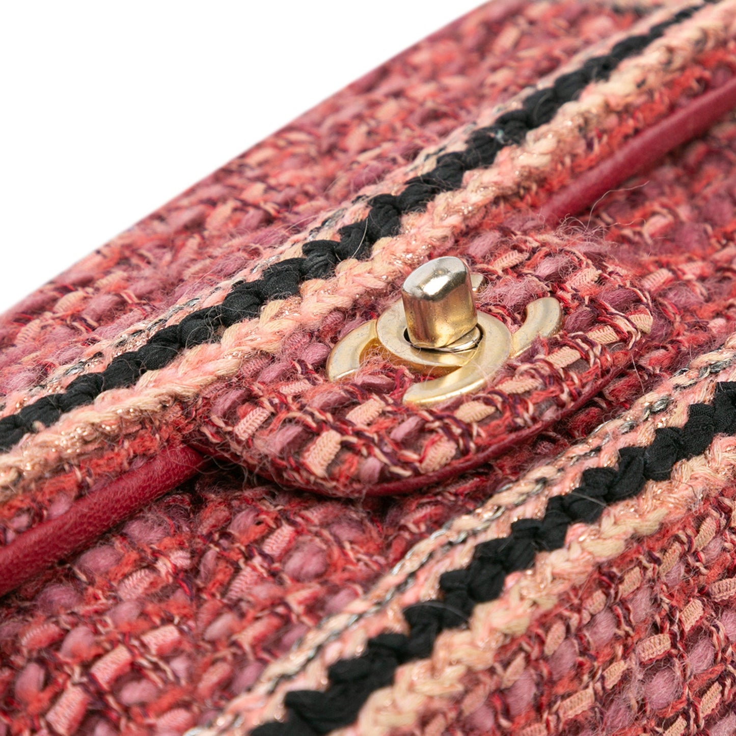 Chanel Mini Braided Classic Tweed Single Flap Bag Red