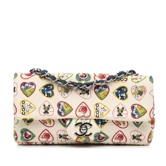 Chanel Small Canvas Valentine Heart Flap White