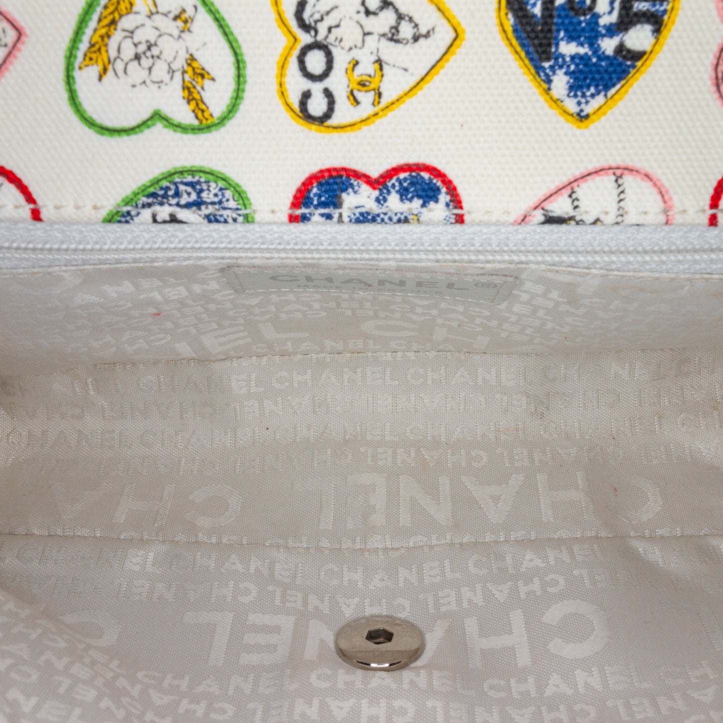 Chanel Small Canvas Valentine Heart Flap White