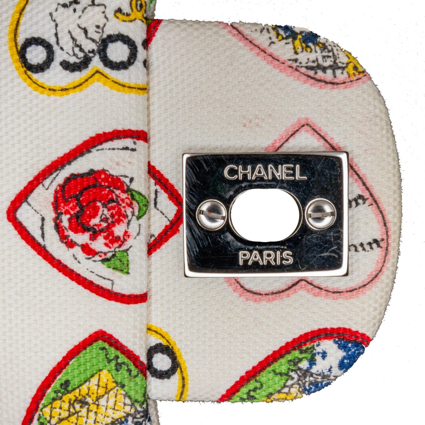 Chanel Small Canvas Valentine Heart Flap White