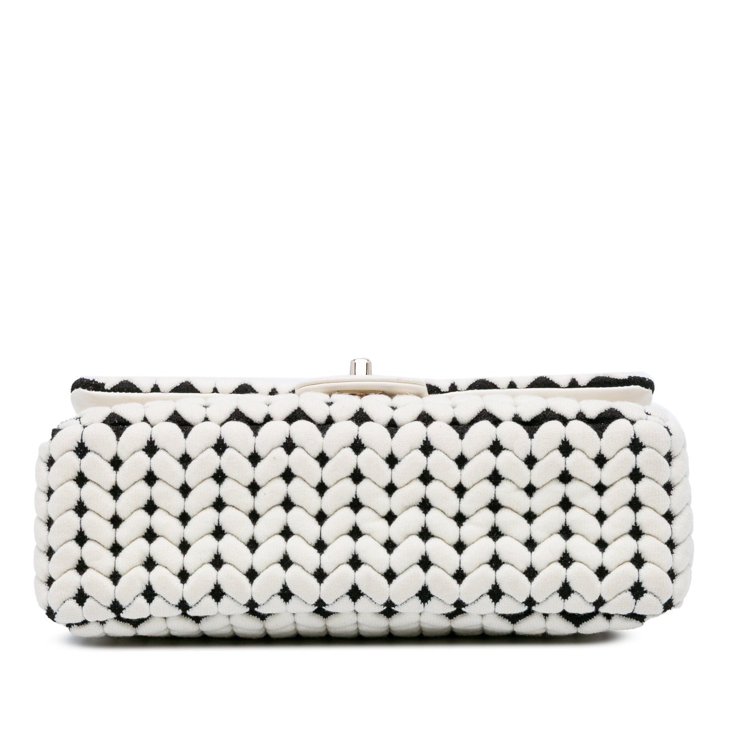 Chanel Medium Calfskin and Wool Knit Single Flap White