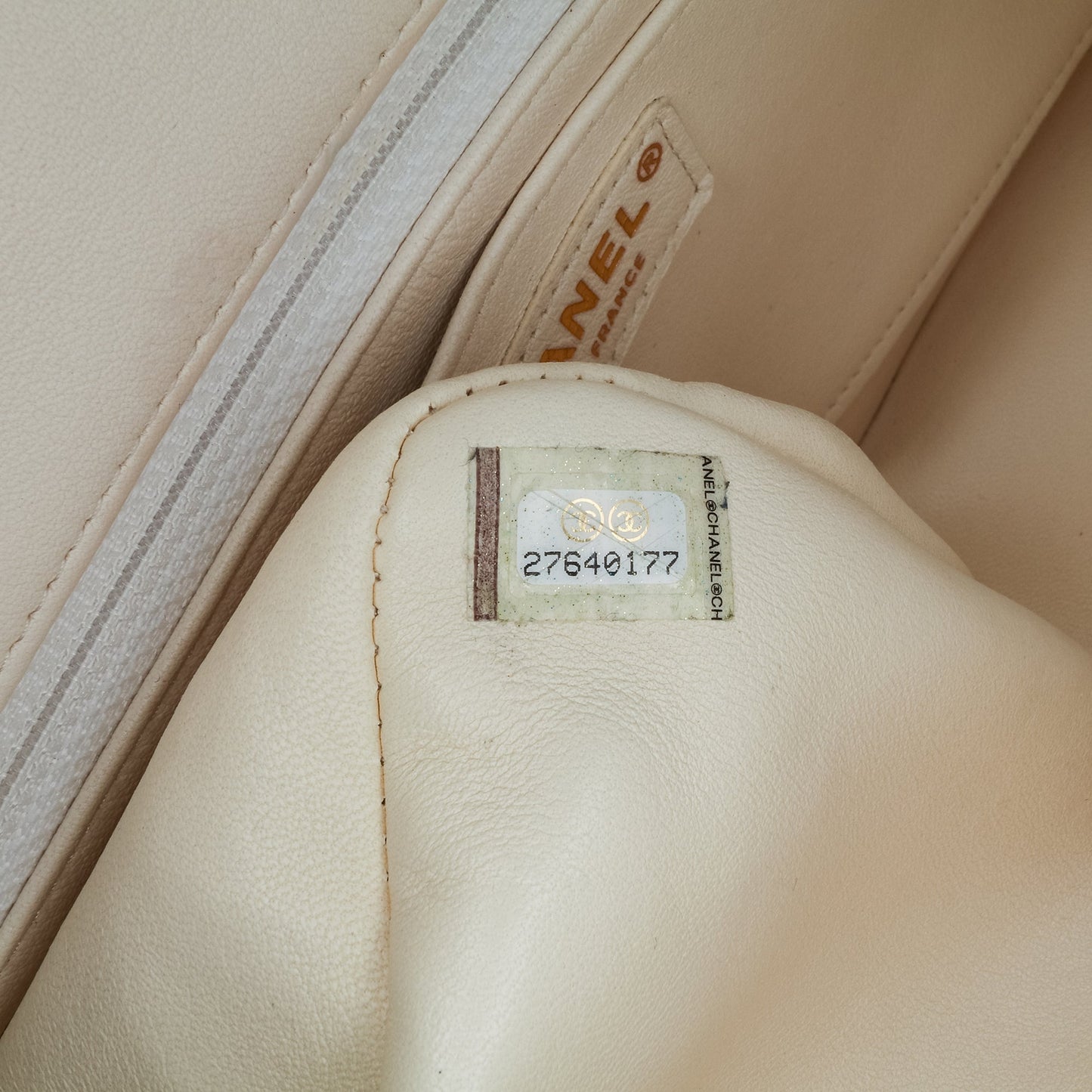Chanel Medium Calfskin and Wool Knit Single Flap White