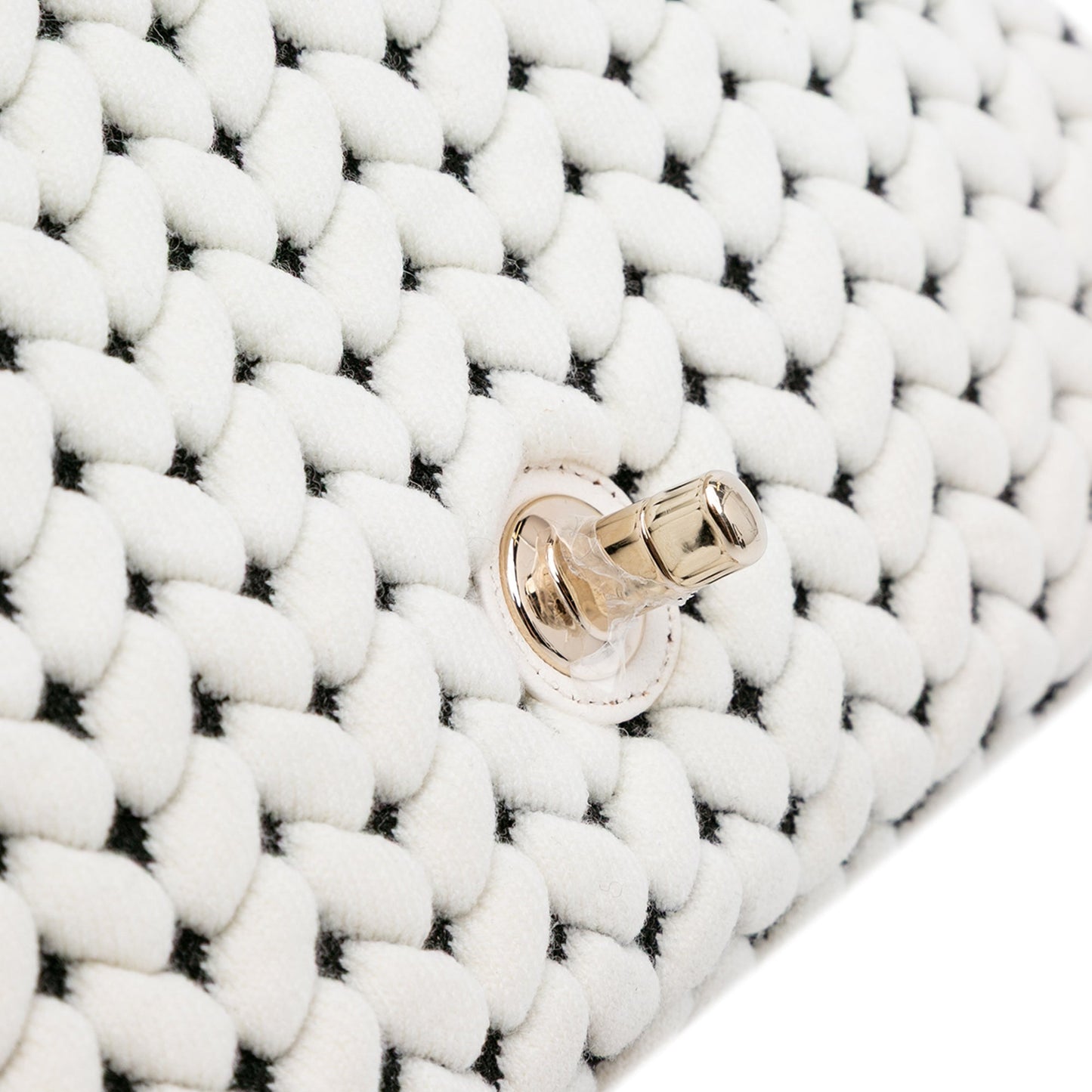 Chanel Medium Calfskin and Wool Knit Single Flap White