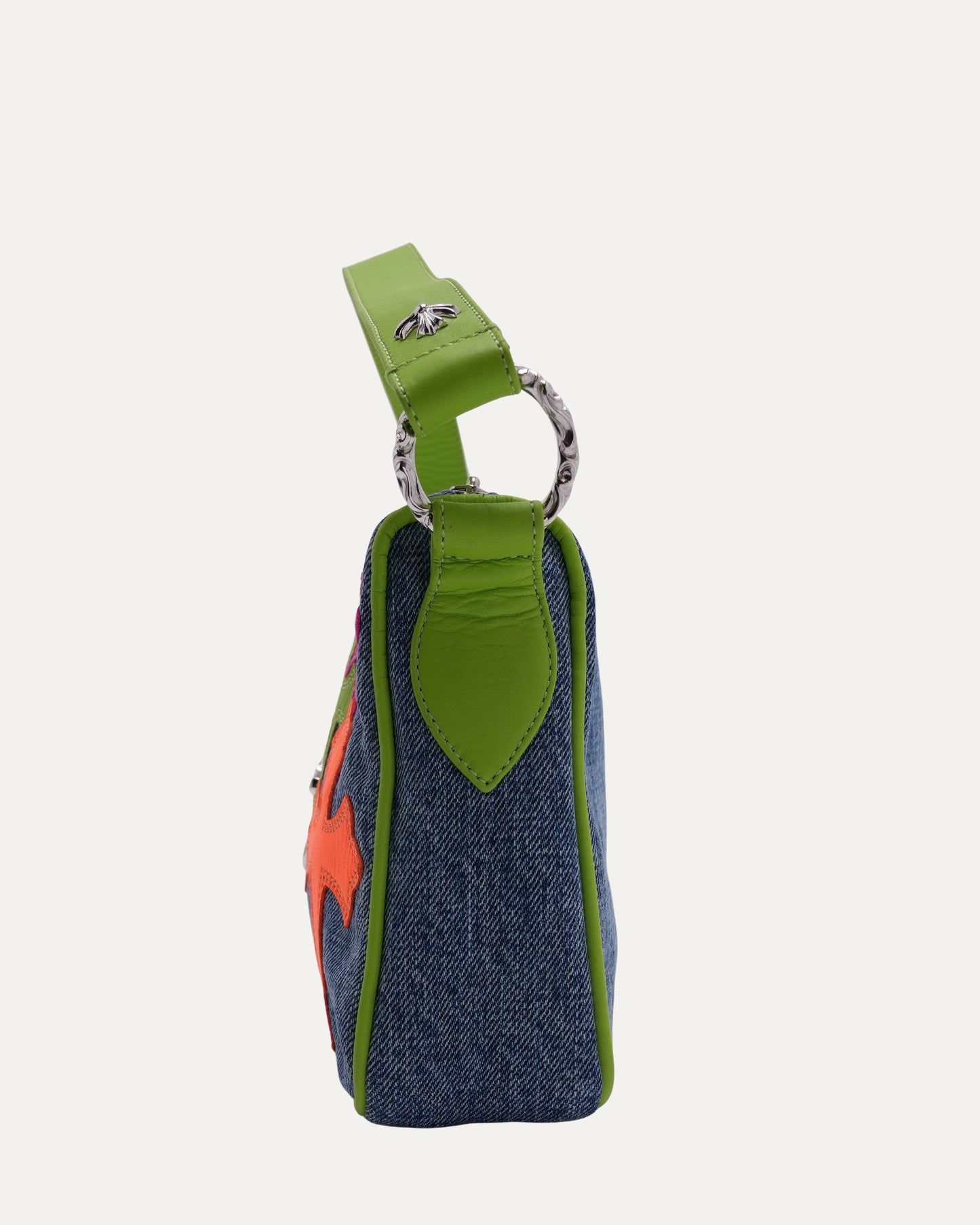 Denim Cross Patch  Nugget Bag