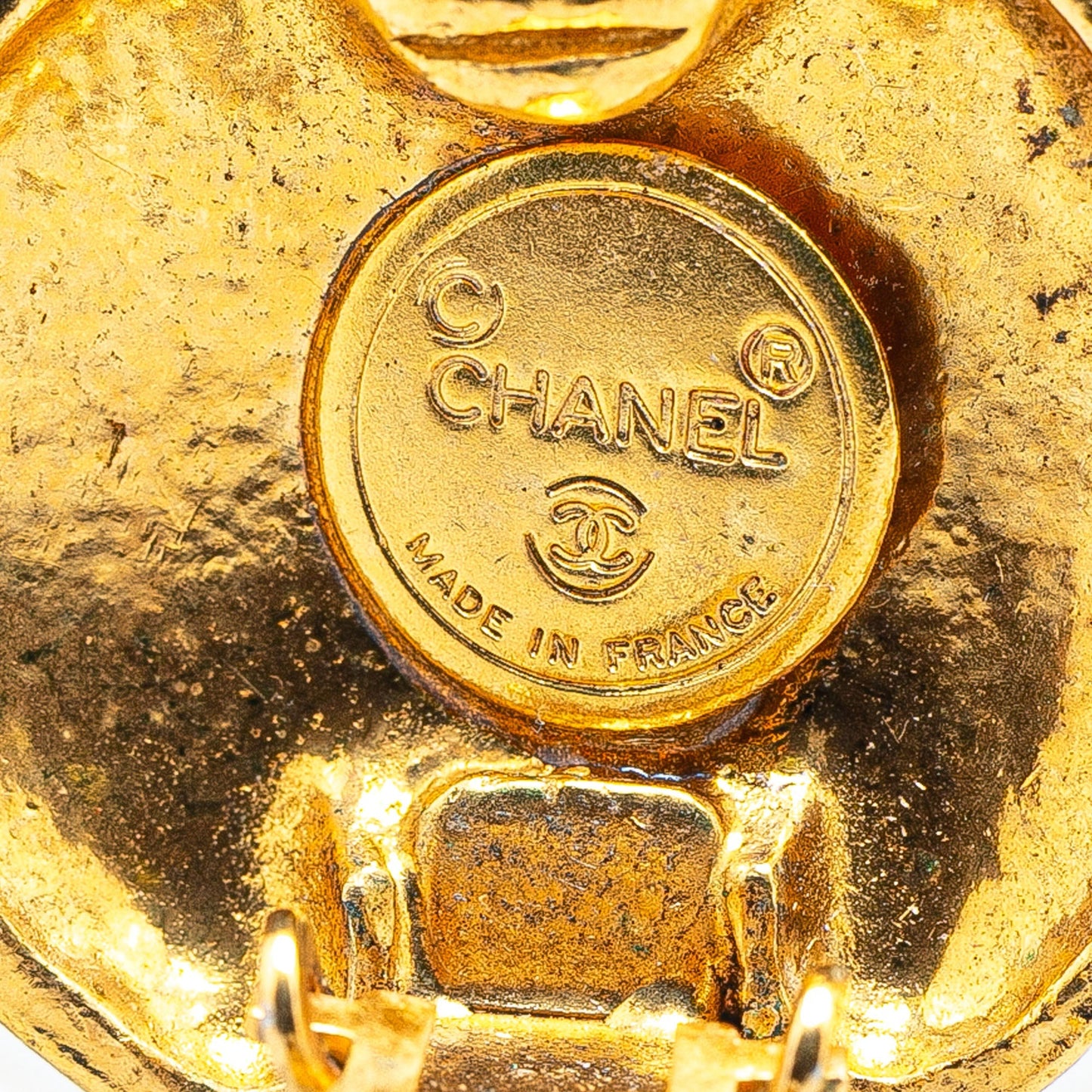 Chanel Gold Plated CC Round Clip on Earrings Gold