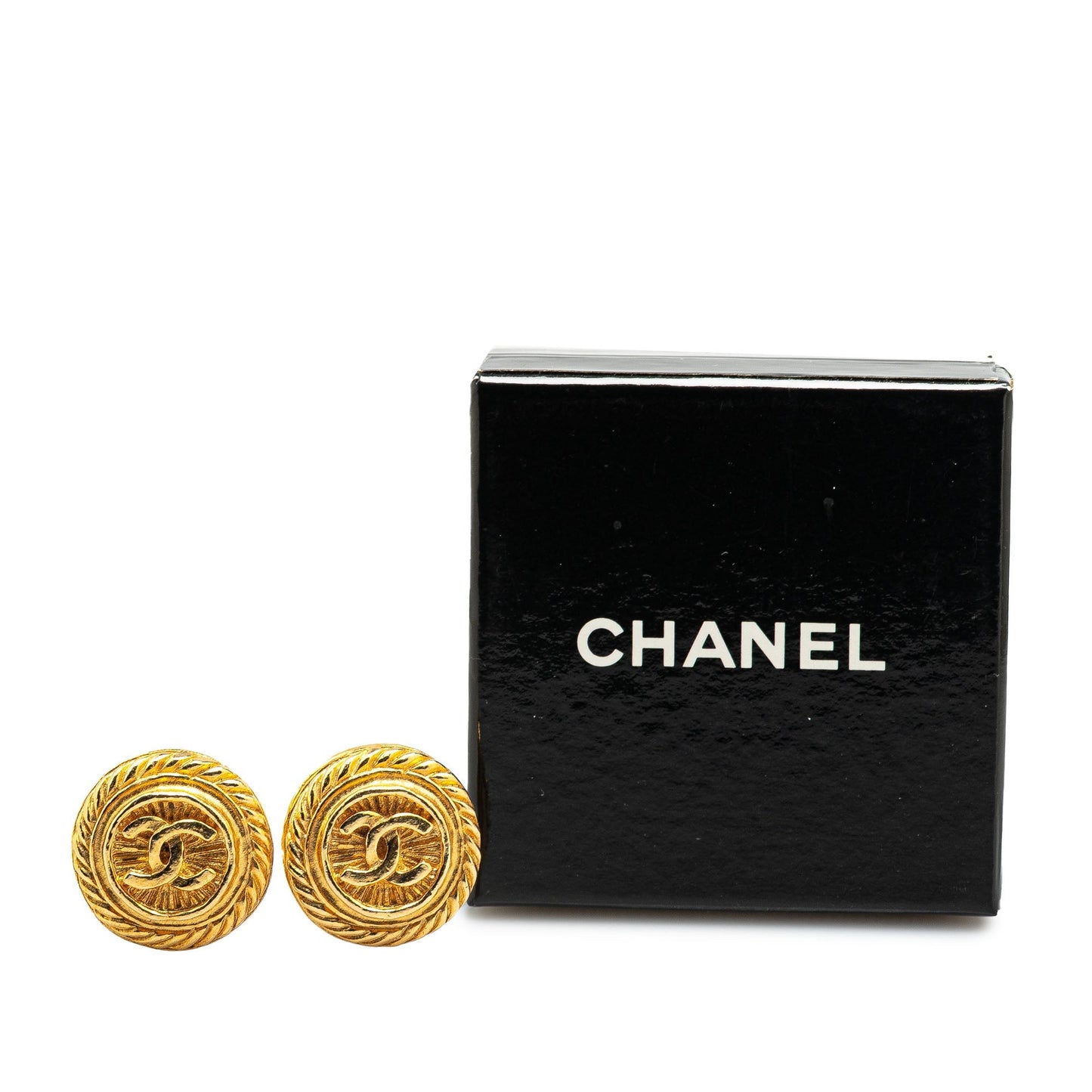 Chanel Gold Plated CC Round Clip on Earrings Gold