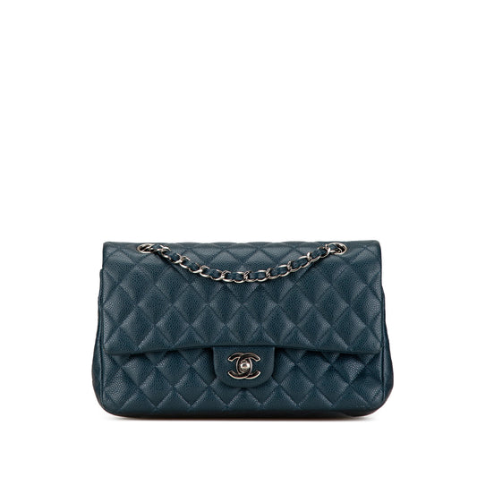 Chanel Medium Classic Caviar Double Flap Blue