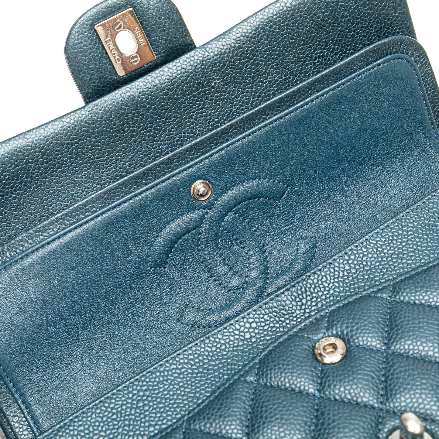 Chanel Medium Classic Caviar Double Flap Blue