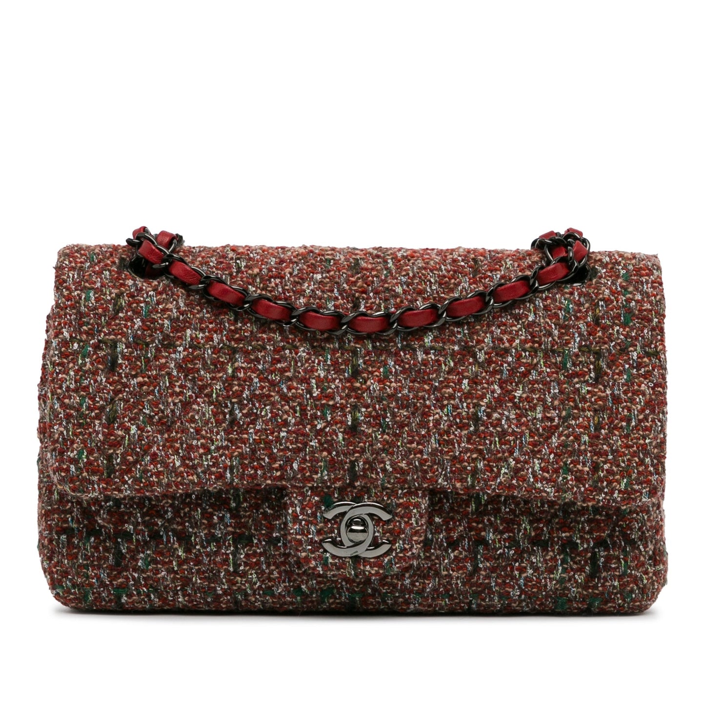 Chanel Medium Classic Tweed Double Flap Red