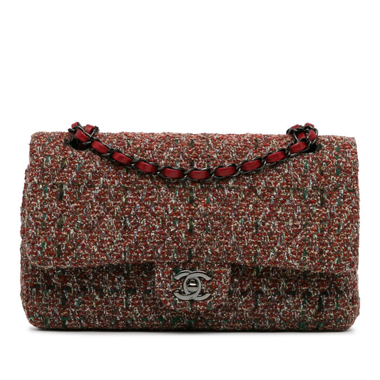 Chanel Medium Classic Tweed Double Flap Red