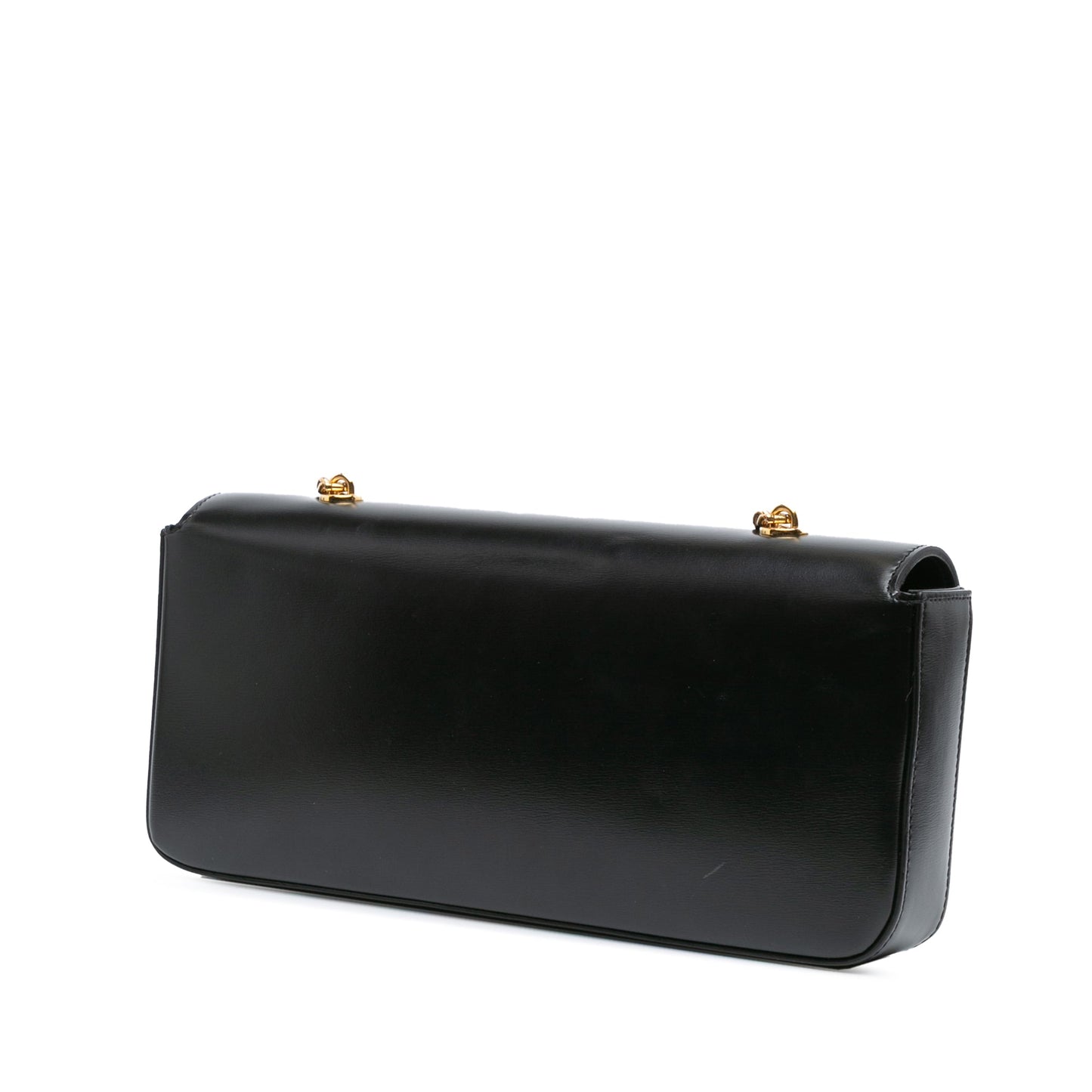 Celine Triomphe Calfskin Cuir Chain Shoulder Bag Black