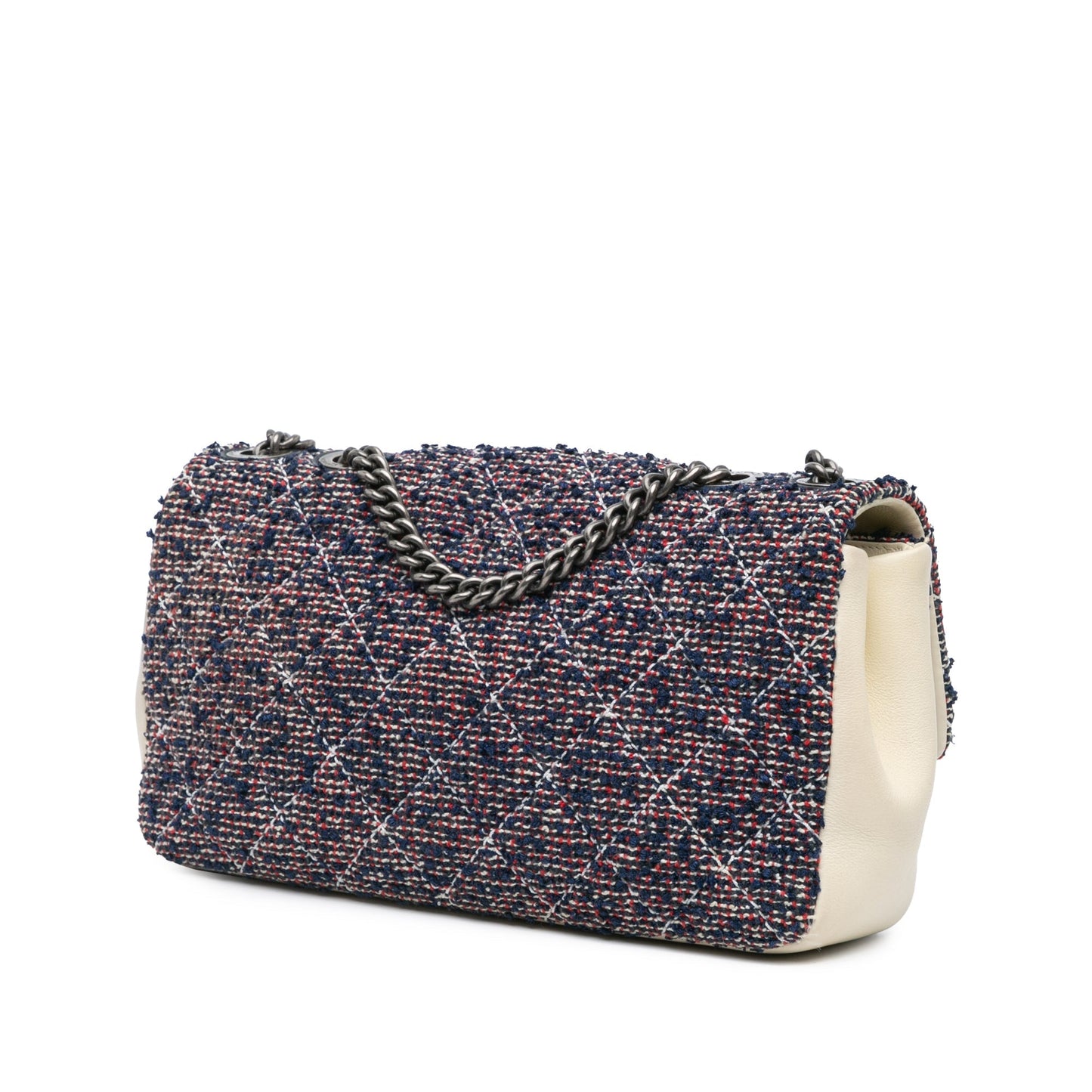 Chanel Medium Tweed Single Flap Blue
