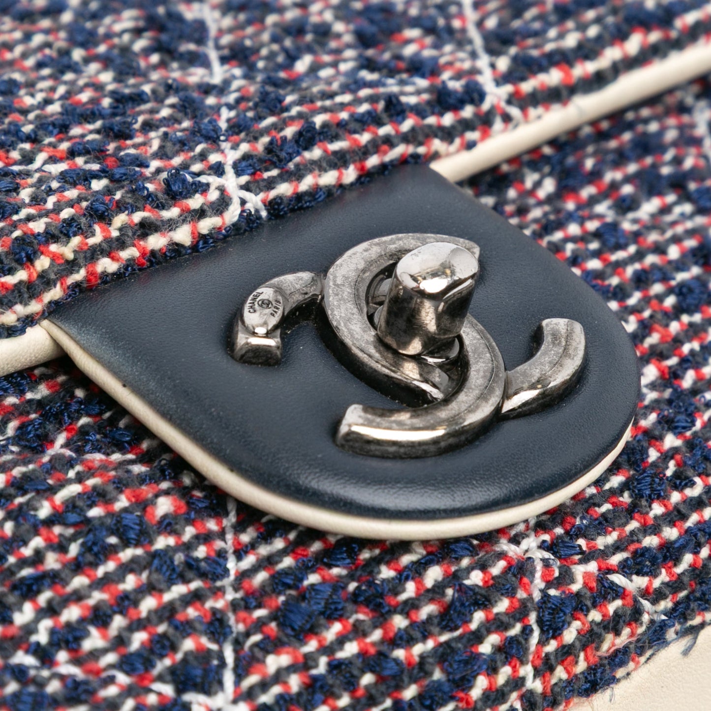 Chanel Medium Tweed Single Flap Blue