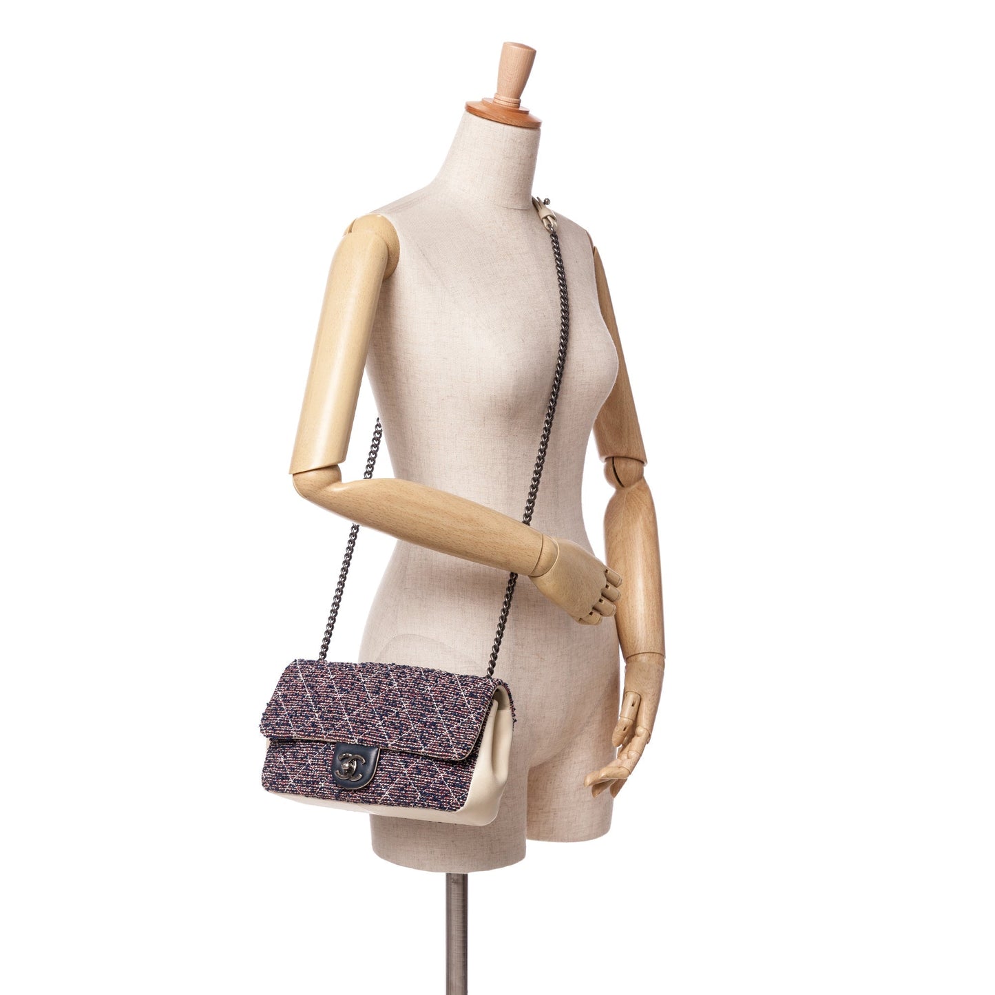 Chanel Medium Tweed Single Flap Blue