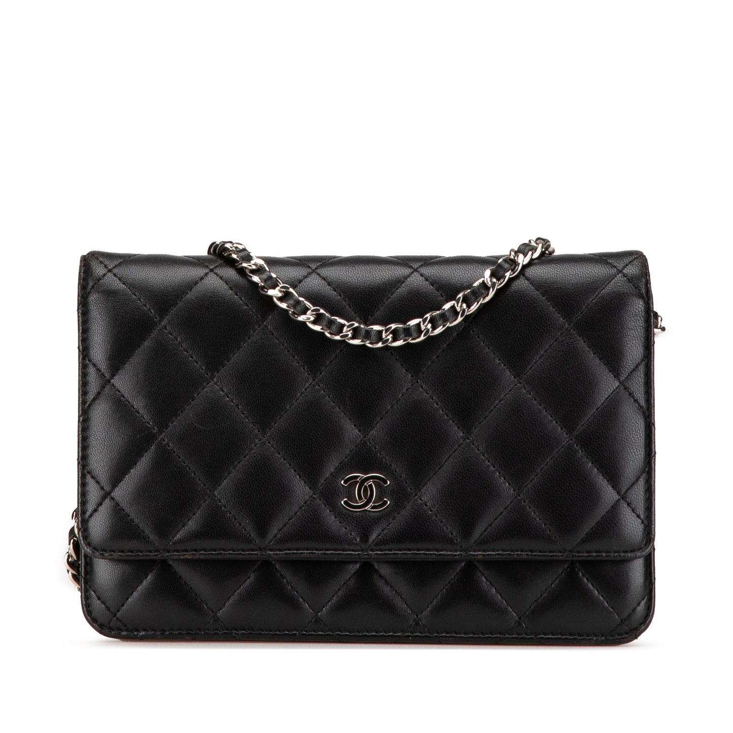 Chanel CC Quilted Lambskin Wallet On Chain Black