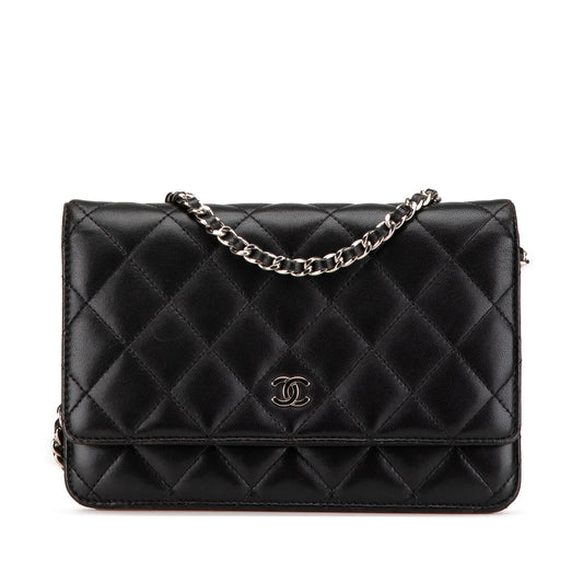 Chanel CC Quilted Lambskin Wallet On Chain Black