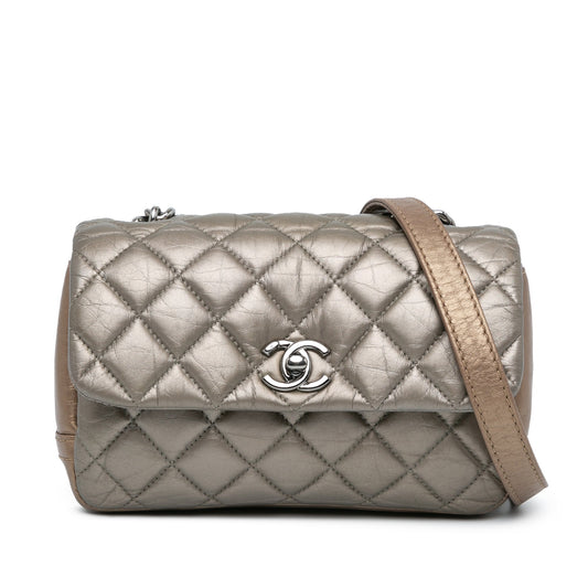 Chanel Mini Quilted Metallic Calfskin Lady Pearly Flap Brown