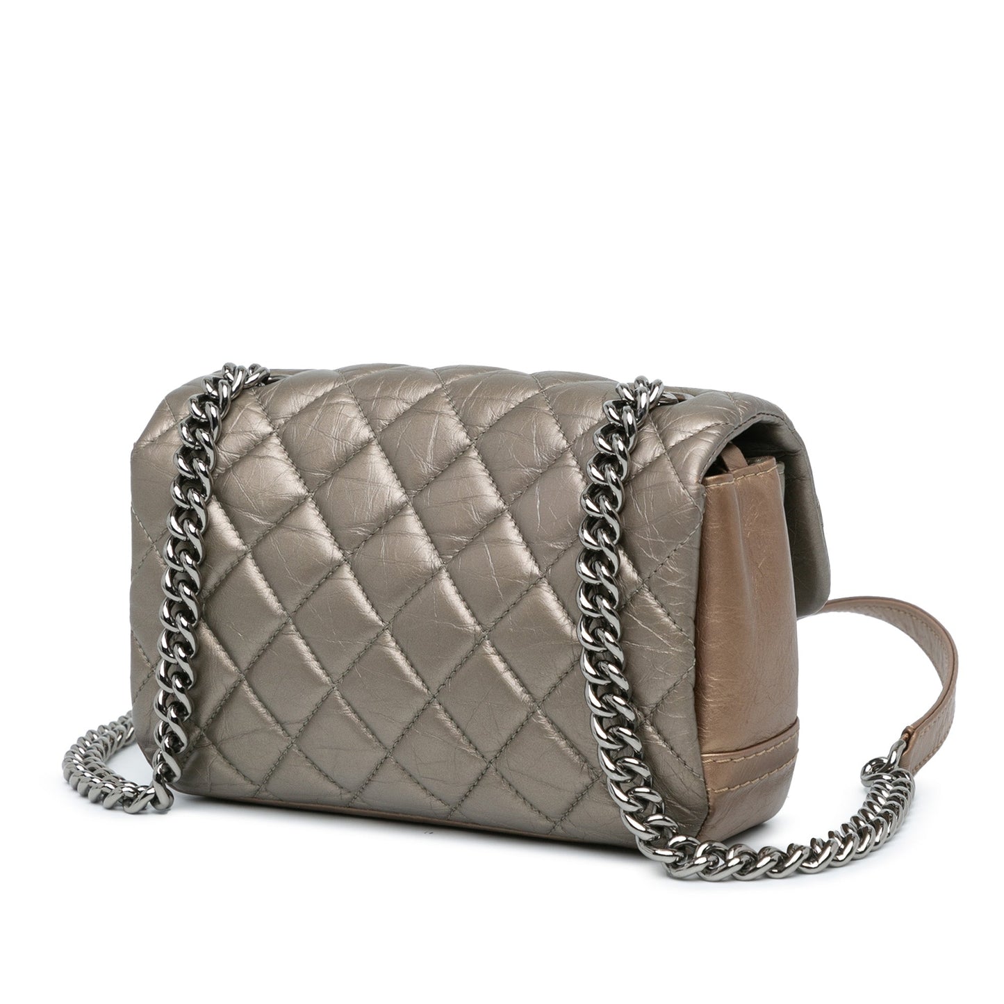 Chanel Mini Quilted Metallic Calfskin Lady Pearly Flap Brown