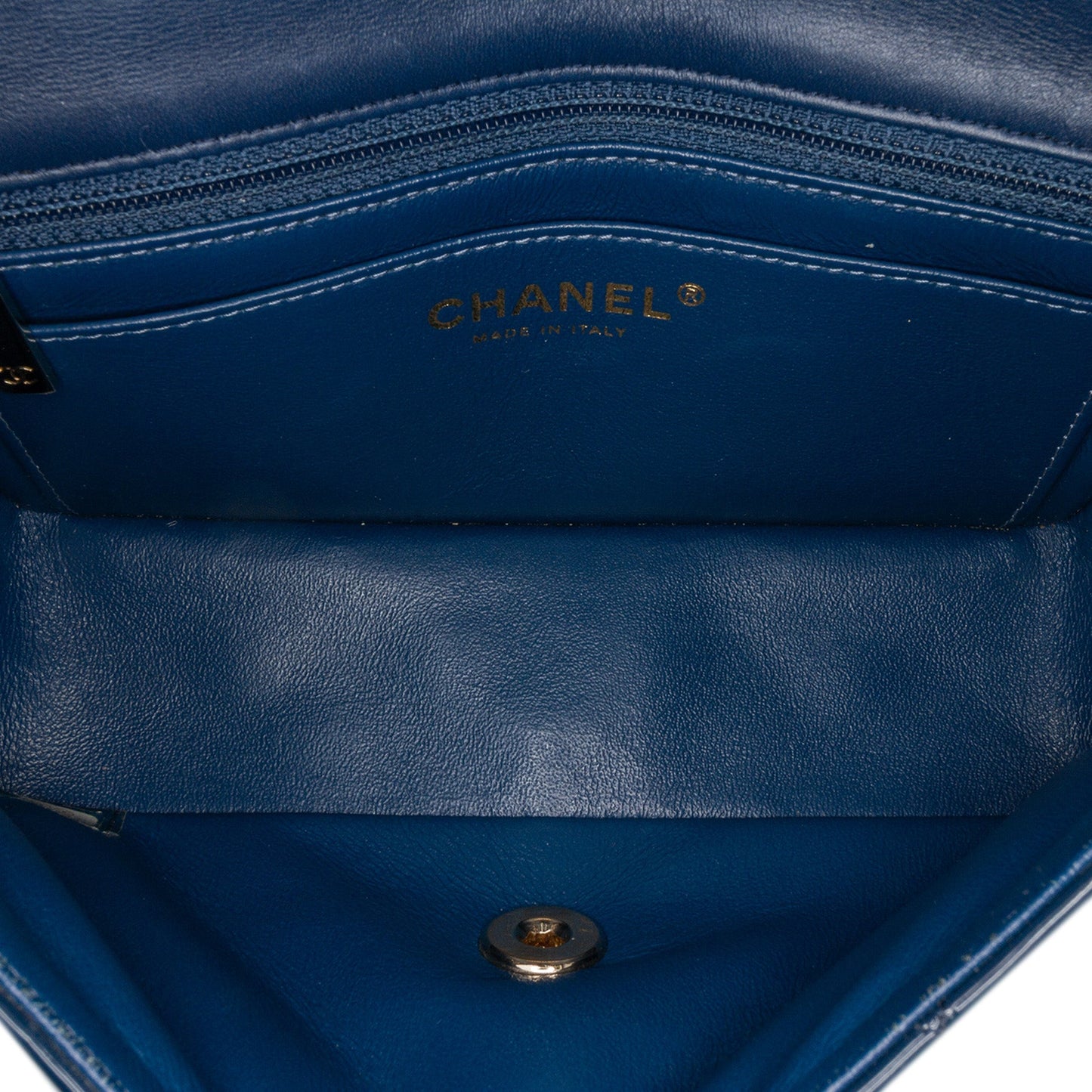 Chanel Mini Rectangular Classic Patent Single Flap Blue