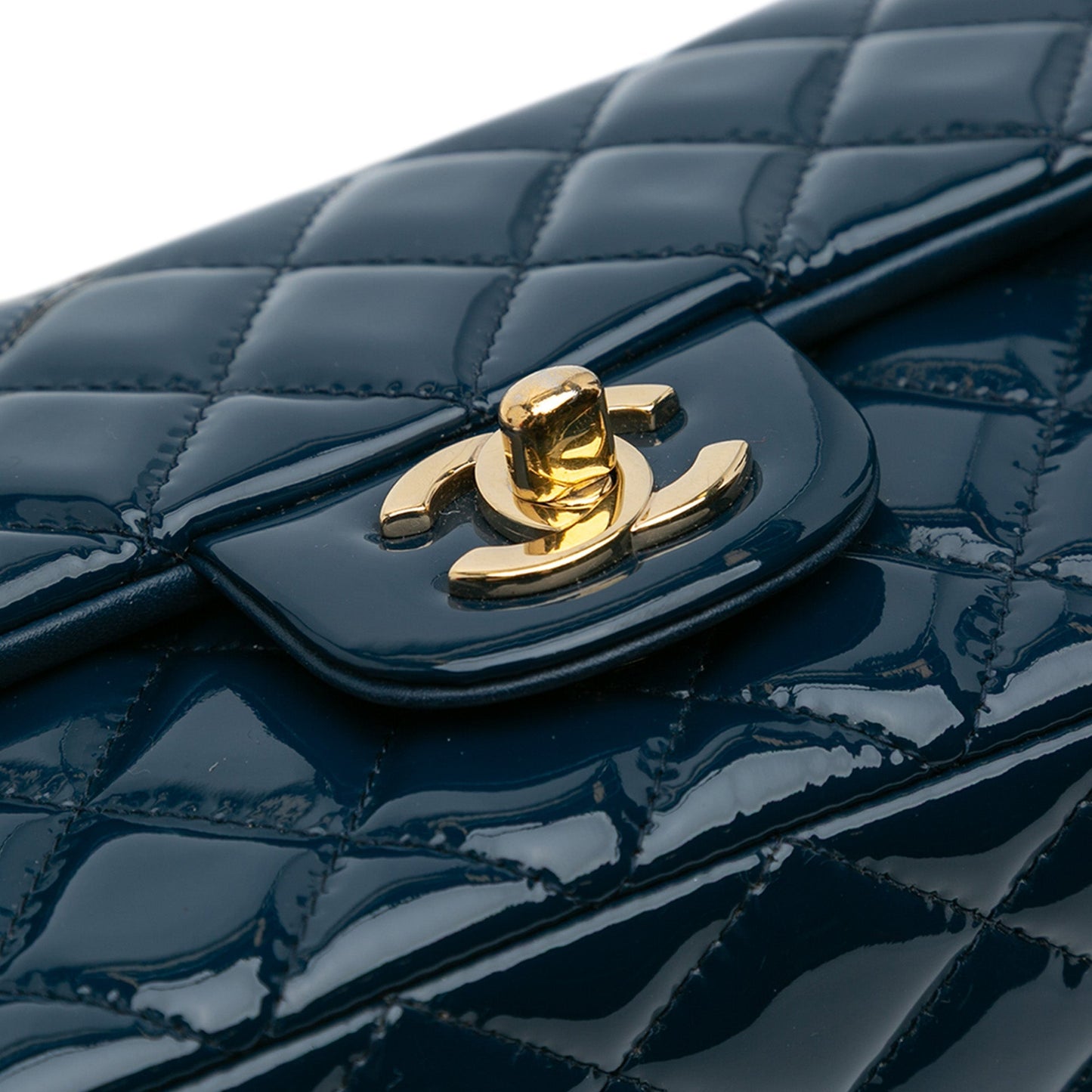 Chanel Mini Rectangular Classic Patent Single Flap Blue