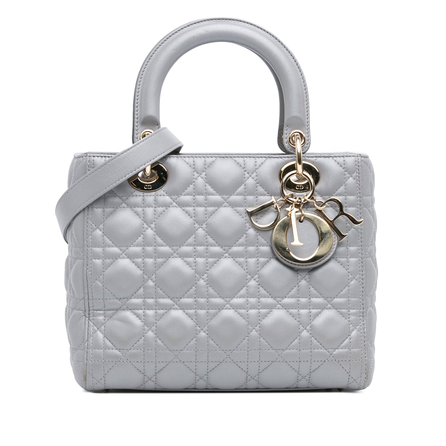 Dior Medium Lambskin Cannage Lady Dior Gray