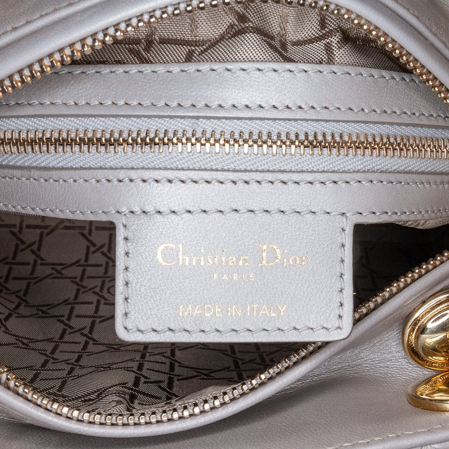 Dior Medium Lambskin Cannage Lady Dior Gray