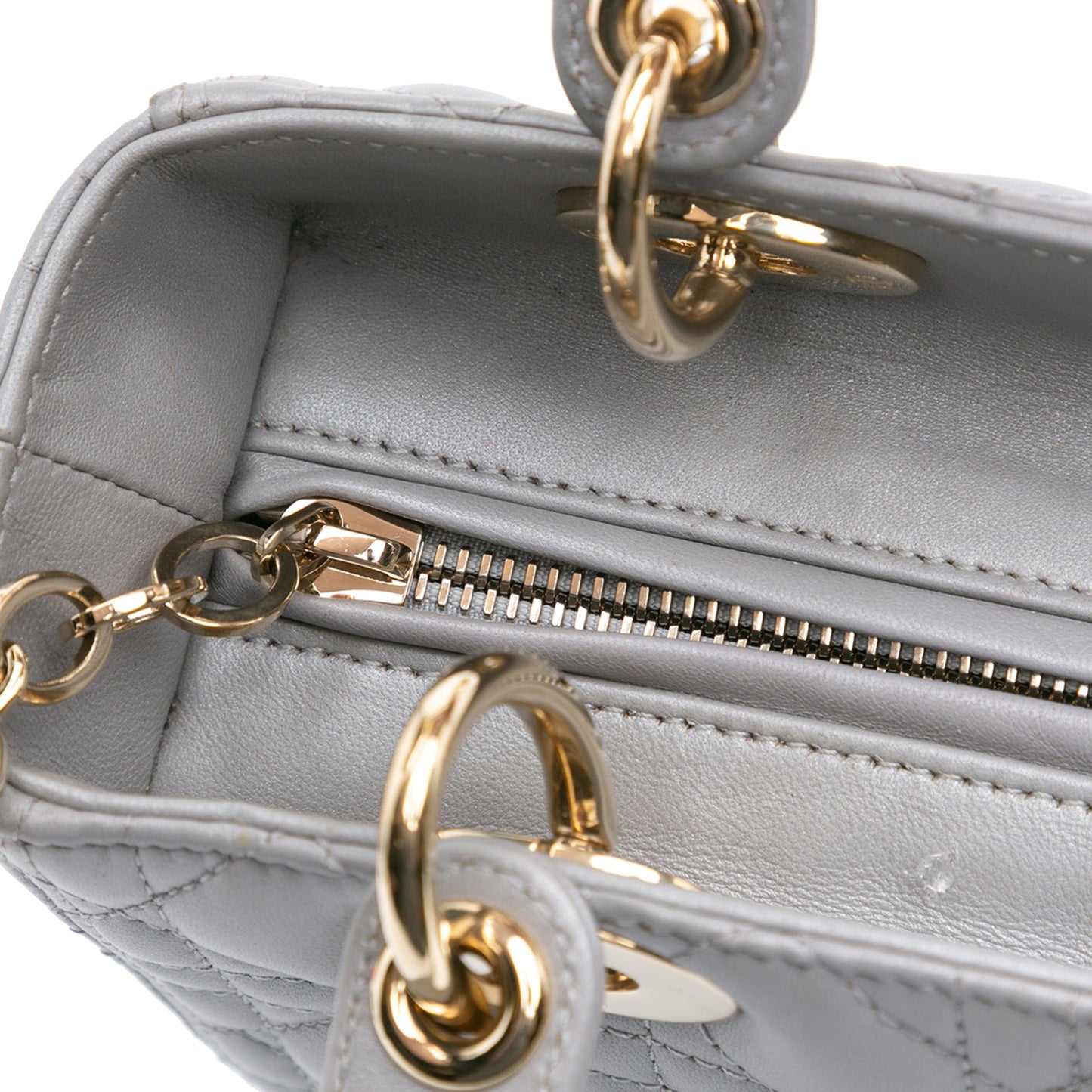 Dior Medium Lambskin Cannage Lady Dior Gray