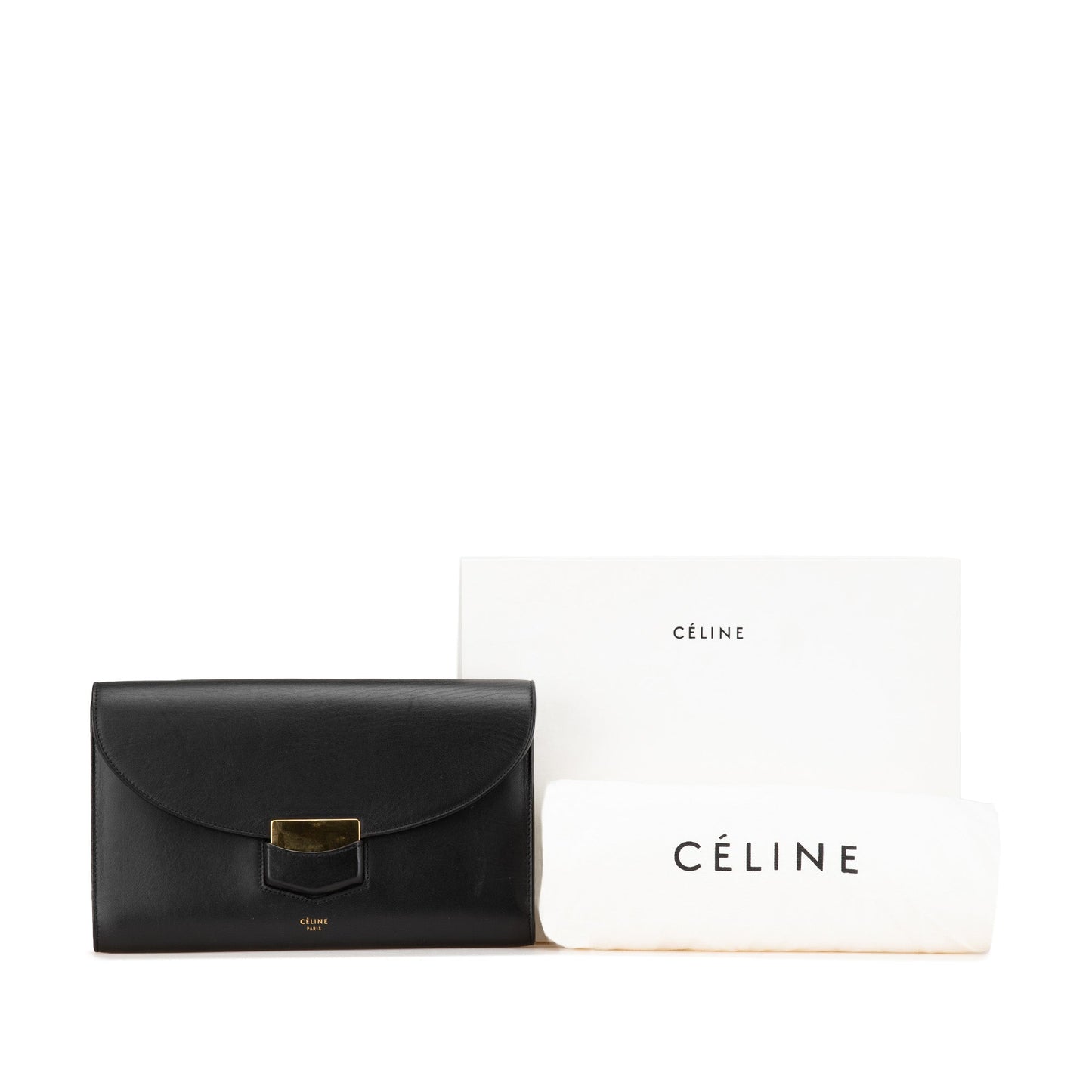 Celine Smooth Calfskin Trotteur Clutch Black