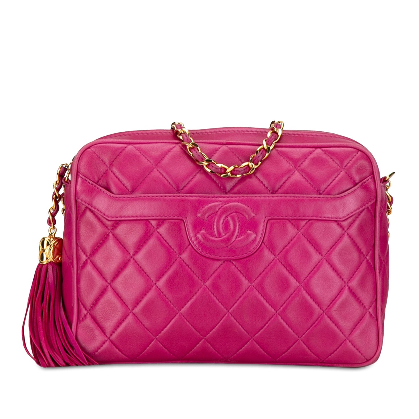 Chanel CC Quilted Lambskin Tassel Crossbody Pink