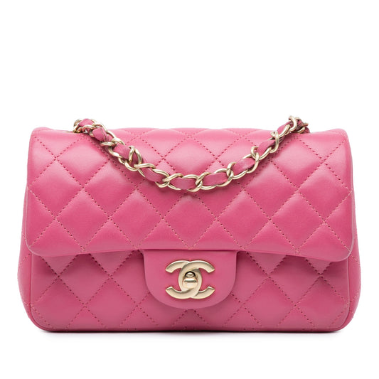Chanel Mini Rectangular Classic Lambskin Single Flap Pink