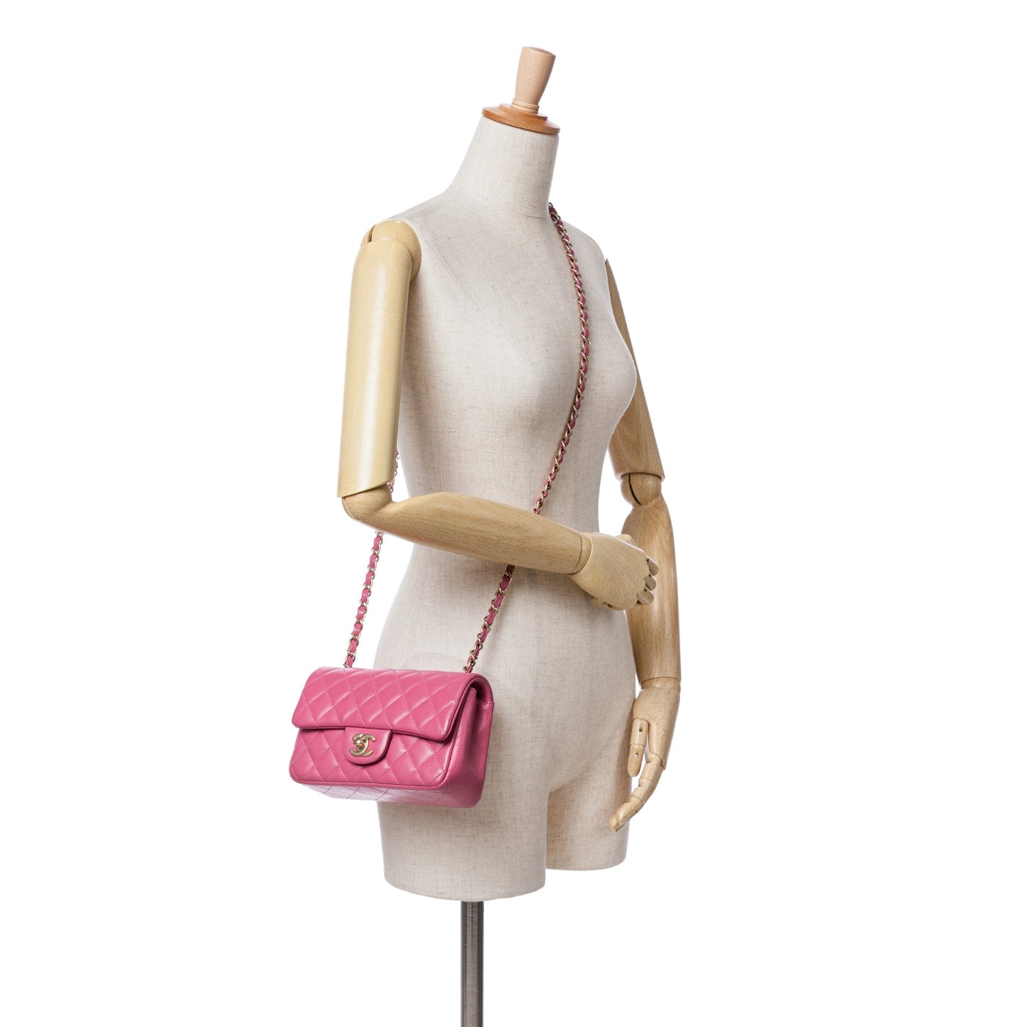 Chanel Mini Rectangular Classic Lambskin Single Flap Pink