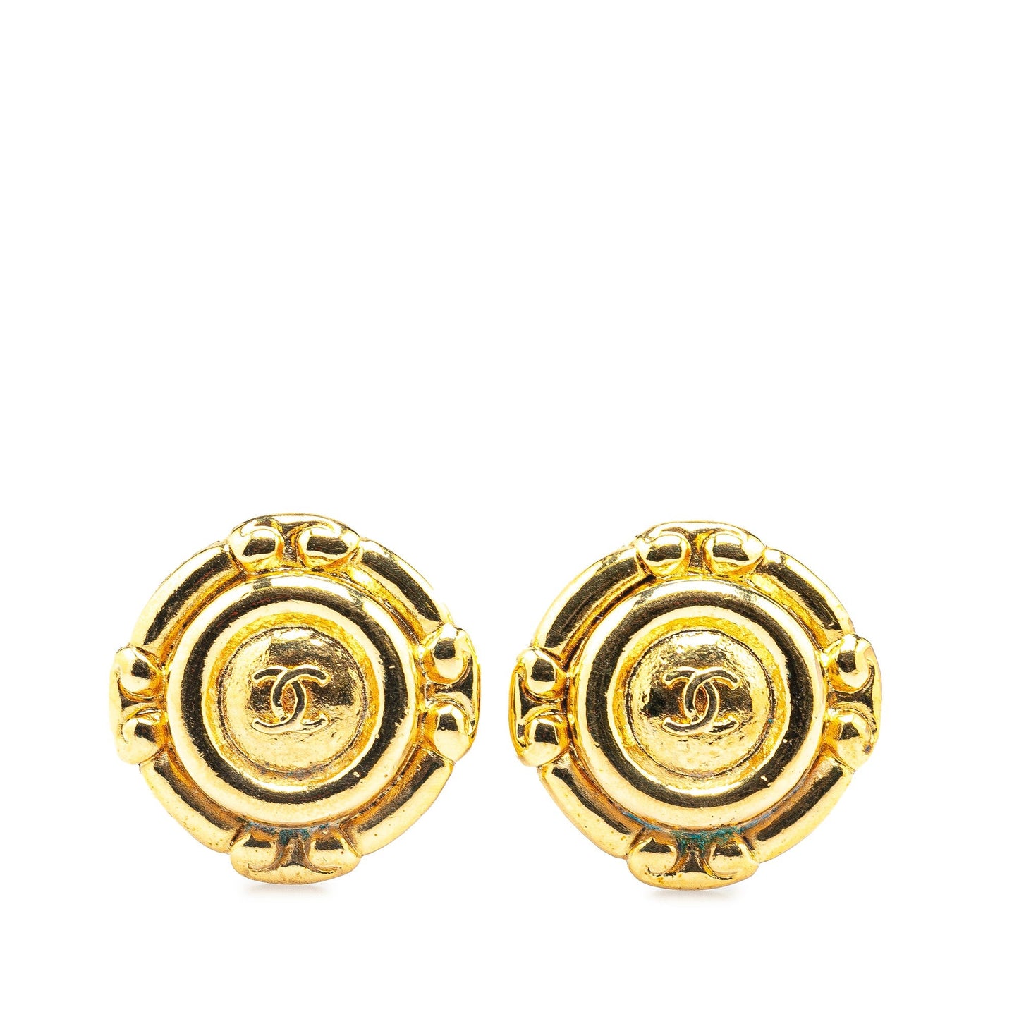 Chanel Gold Plated CC Clip On Earrings Gold