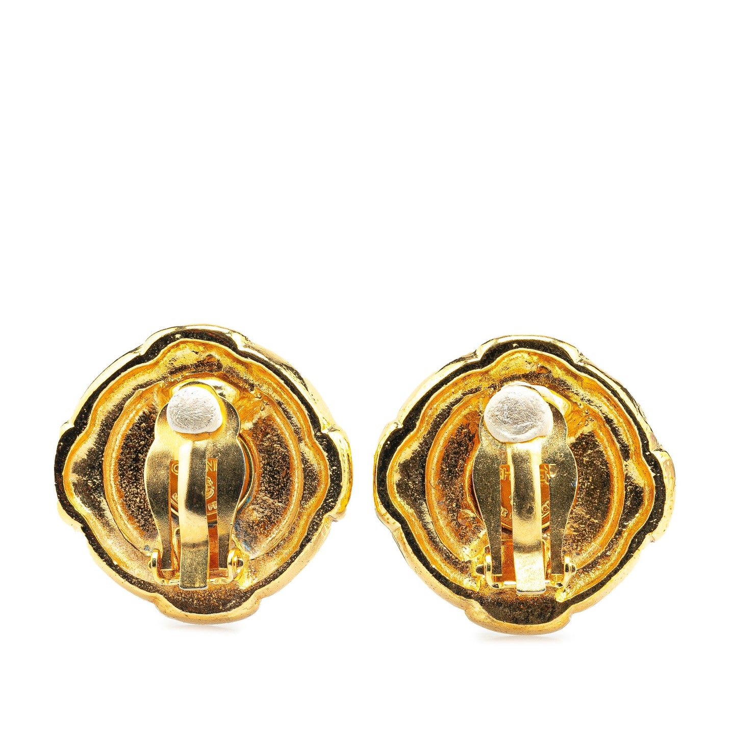 Chanel Gold Plated CC Clip On Earrings Gold