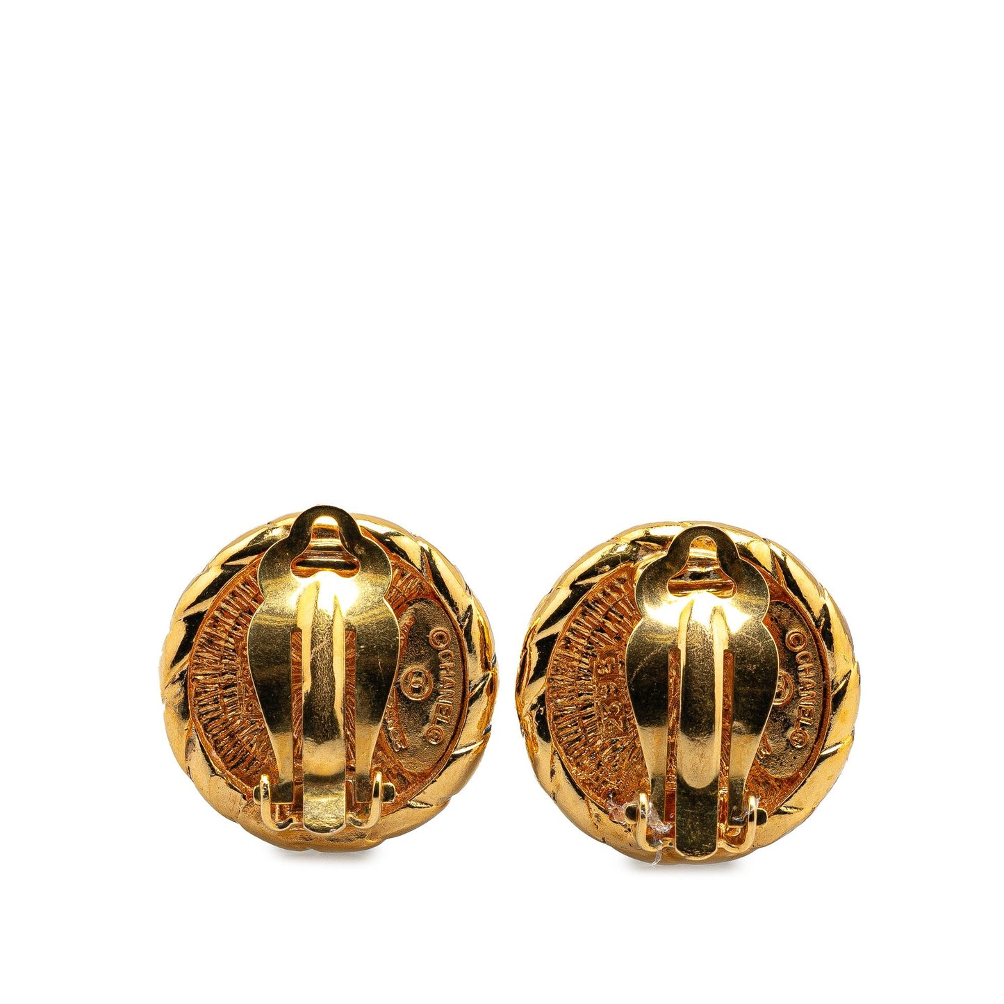 Chanel Gold Plated CC Round Clip On Earrings Gold
